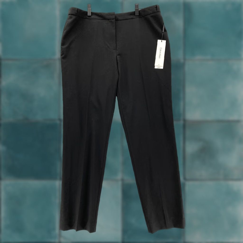 Calvin Klein Calvin Klein Highline Pants Women's 12 Black Stretch Slim Leg Ankle Career Size 34" / US 12 / IT 48 - 1 Thumbnail