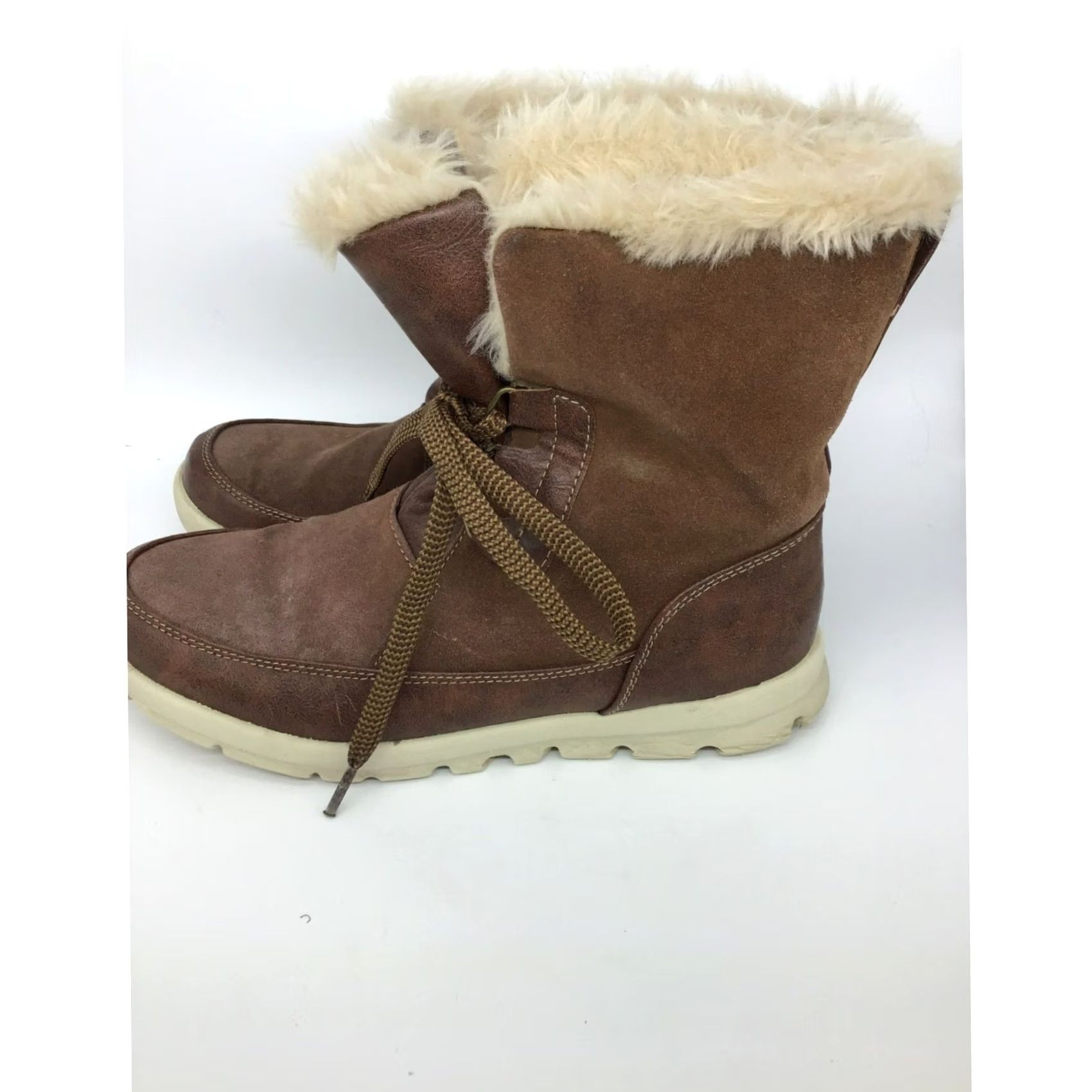 Vintage VINTAGE Women’s Leather & Fur Snow Boots Sporto Snow Boot Brown Leather Fur 9 Womens Winter Shoes Mens? Size US 9 / IT 39 - 4 Thumbnail