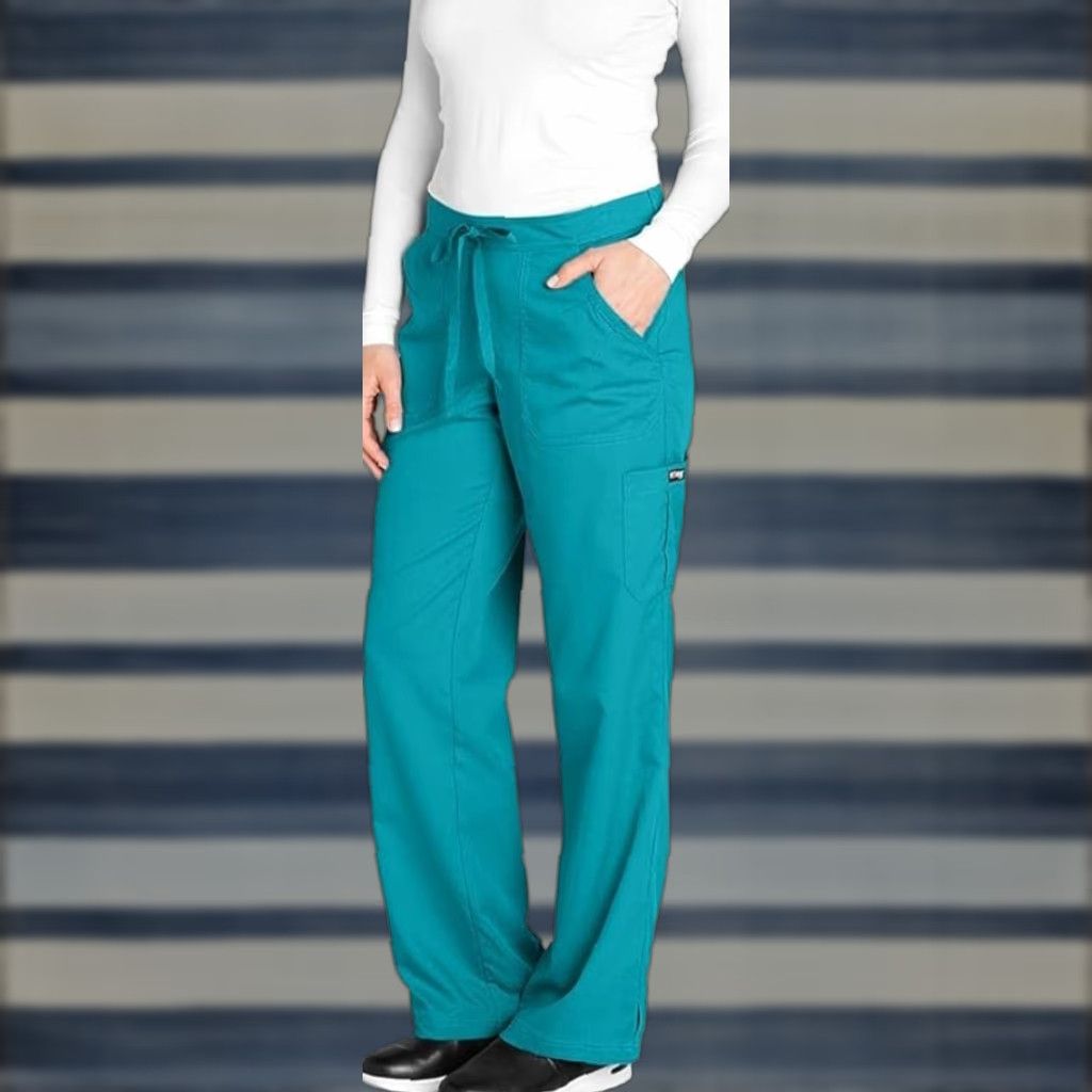Vintage VINTAGE Grey's Anatomy Women's Scrub Pants XL Tall Teal 4-Pocket Elastic Back Size 40" / US 18 - 1 Thumbnail