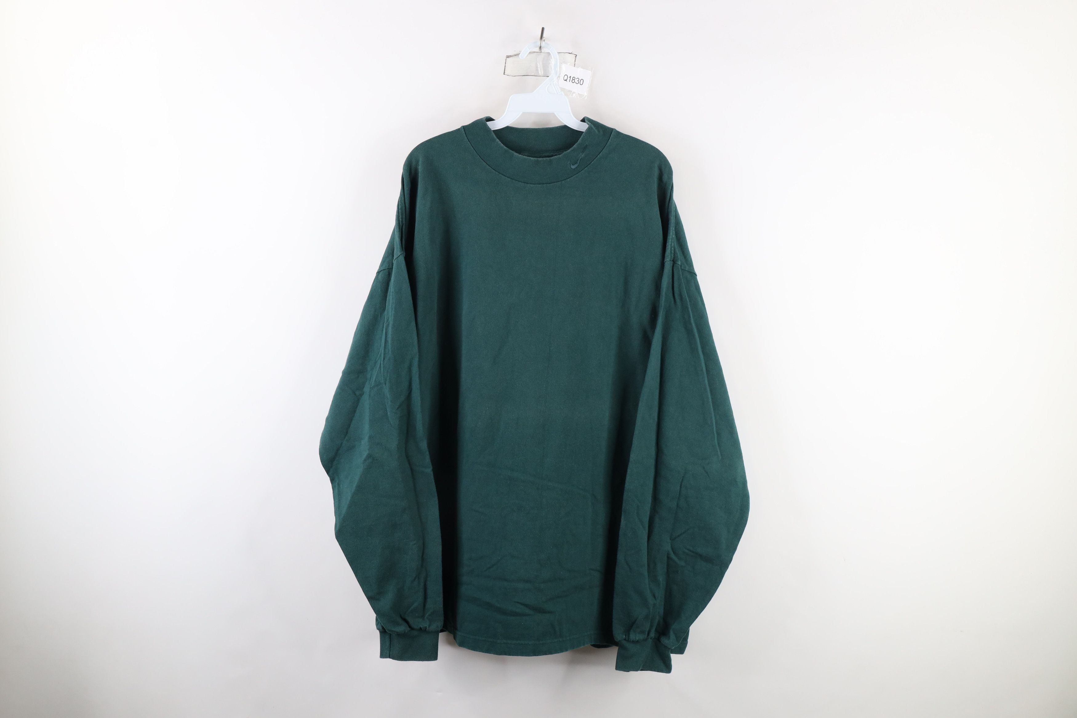 Nike × Vintage Vintage 90s Nike Swoosh Heavyweight Mock Neck T-Shirt USA Size US XXL / EU 58 / 5 - 1 Thumbnail