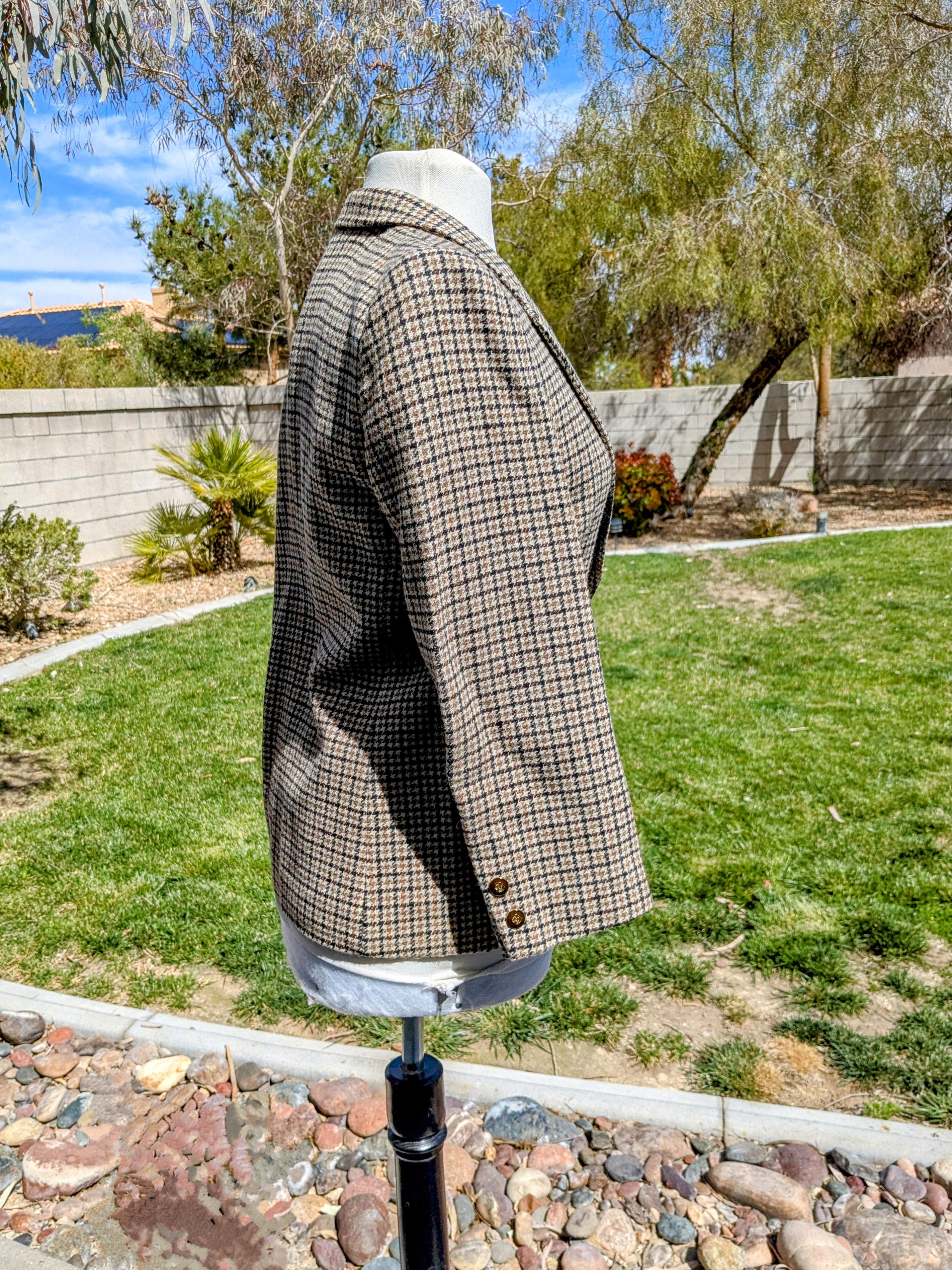 Vintage Vintage Bon Plan Houndstooth Check Retro Petite Coat Blazer Size M / US 6-8 / IT 42-44 - 2 Thumbnail