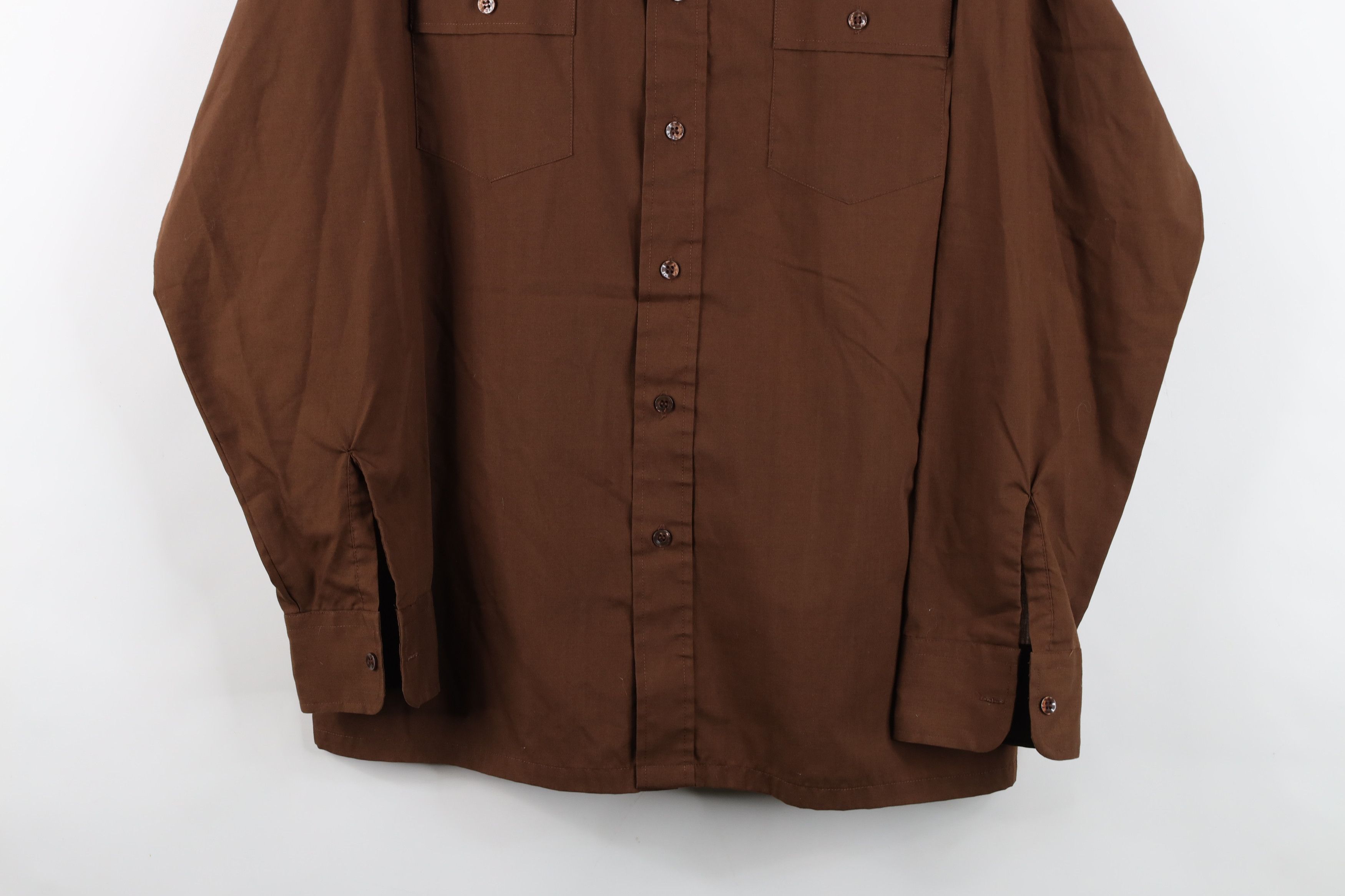 Vintage Vintage 70s Streetwear Faded Collared Button Shirt Brown Size US M / EU 48-50 / 2 - 3 Thumbnail