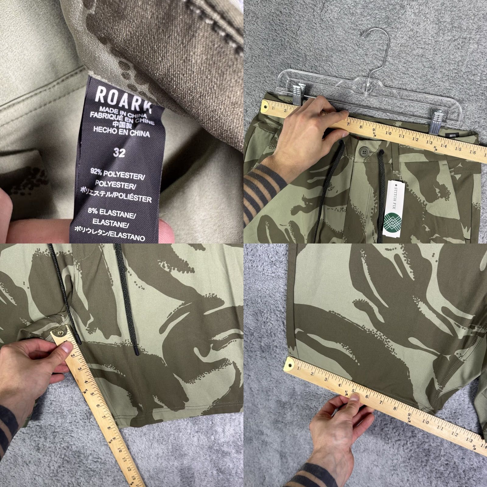 Roark Roark Explorer 2.0 Hybrid Shorts Mens 32x8 Stretch Green Camo Zip Pocket Wicking Size US 32 / EU 48 - 8 Thumbnail