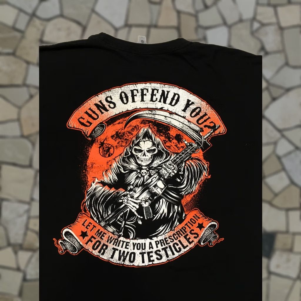 Vintage Guns Offend You? 2nd Amendment Constitution Gun Patriot 2XL Black Short Sleeve T-Shirt Graphic Tee Men US Flag Patriotic Military USA Veterans Mens Size US 39 - 1 Thumbnail