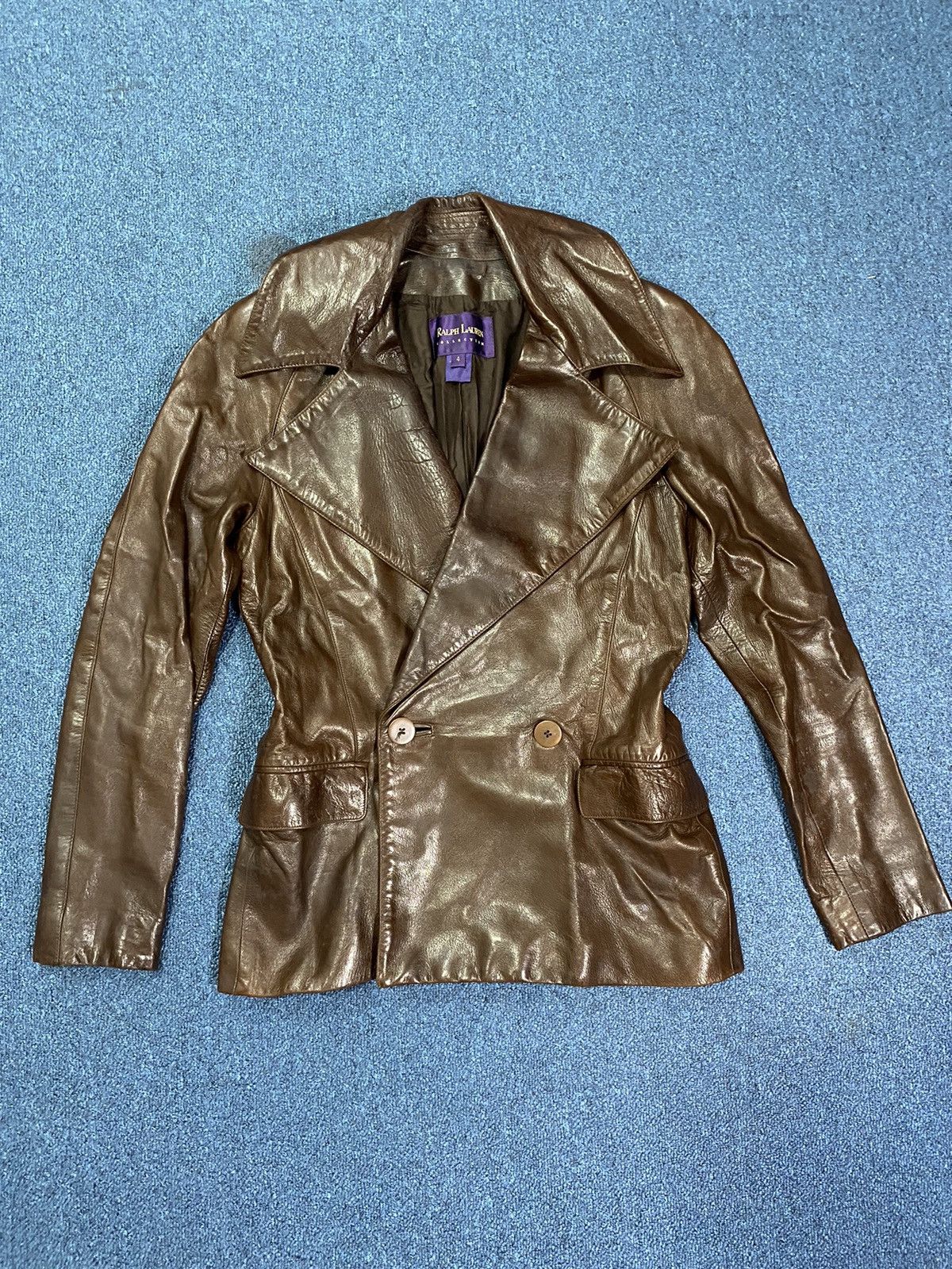 Ralph Lauren Purple Label Ralph Lauren Collection Double Breasted Leather Jacket Size S / US 4 / IT 40 - 1 Thumbnail