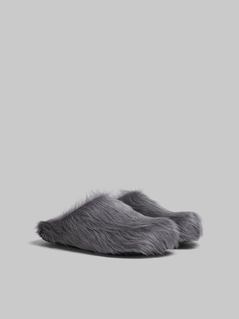 Marni o1f1d3z0526 Long-Haired Calfskin Fussbett Sabot in Grey Size US 12 / EU 45 - 2 Thumbnail