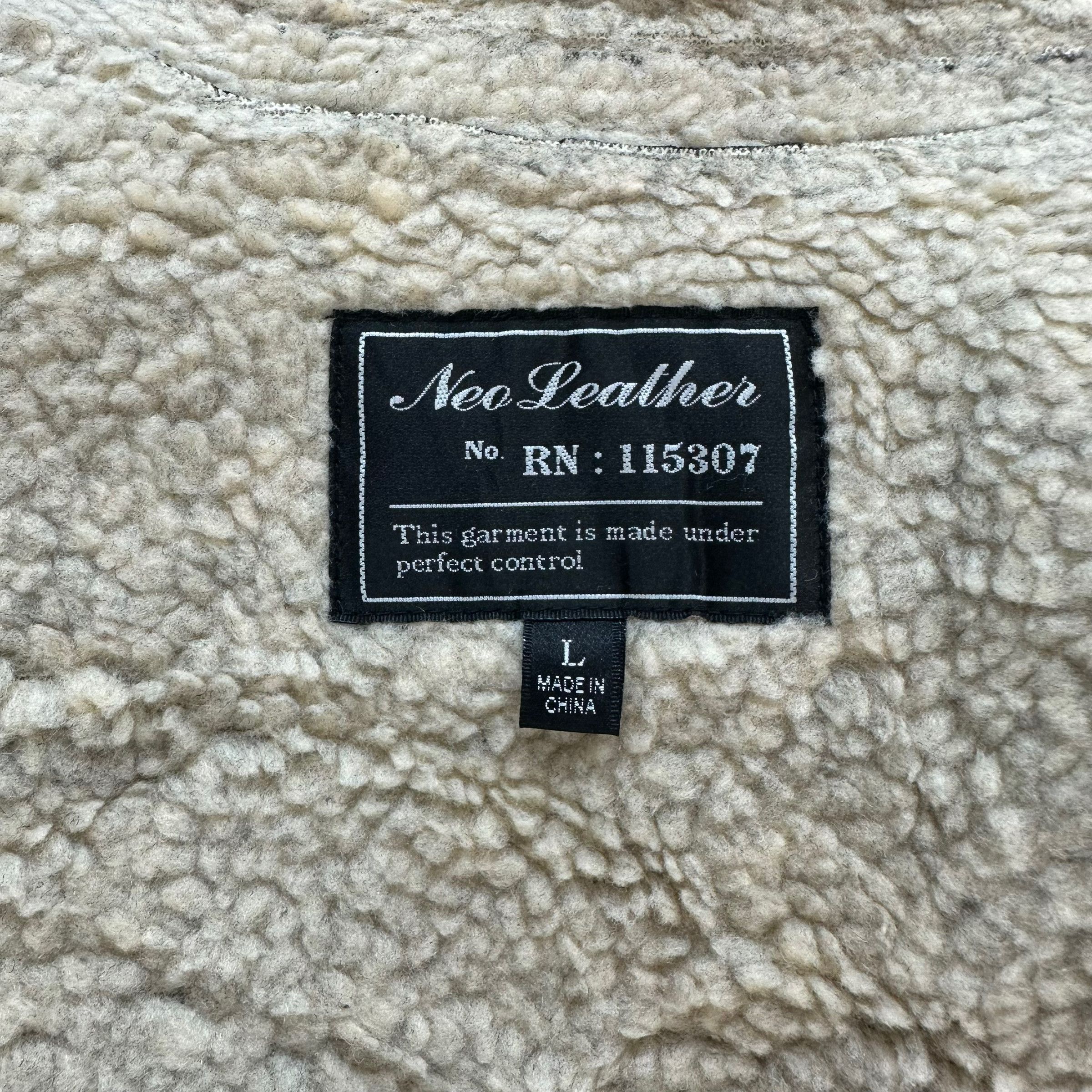 Japanese Brand NEO LEATHER DOUBLE COLLAR SHEARLING JACKET #7535-151 Size L / US 10 / IT 46 - 7 Thumbnail