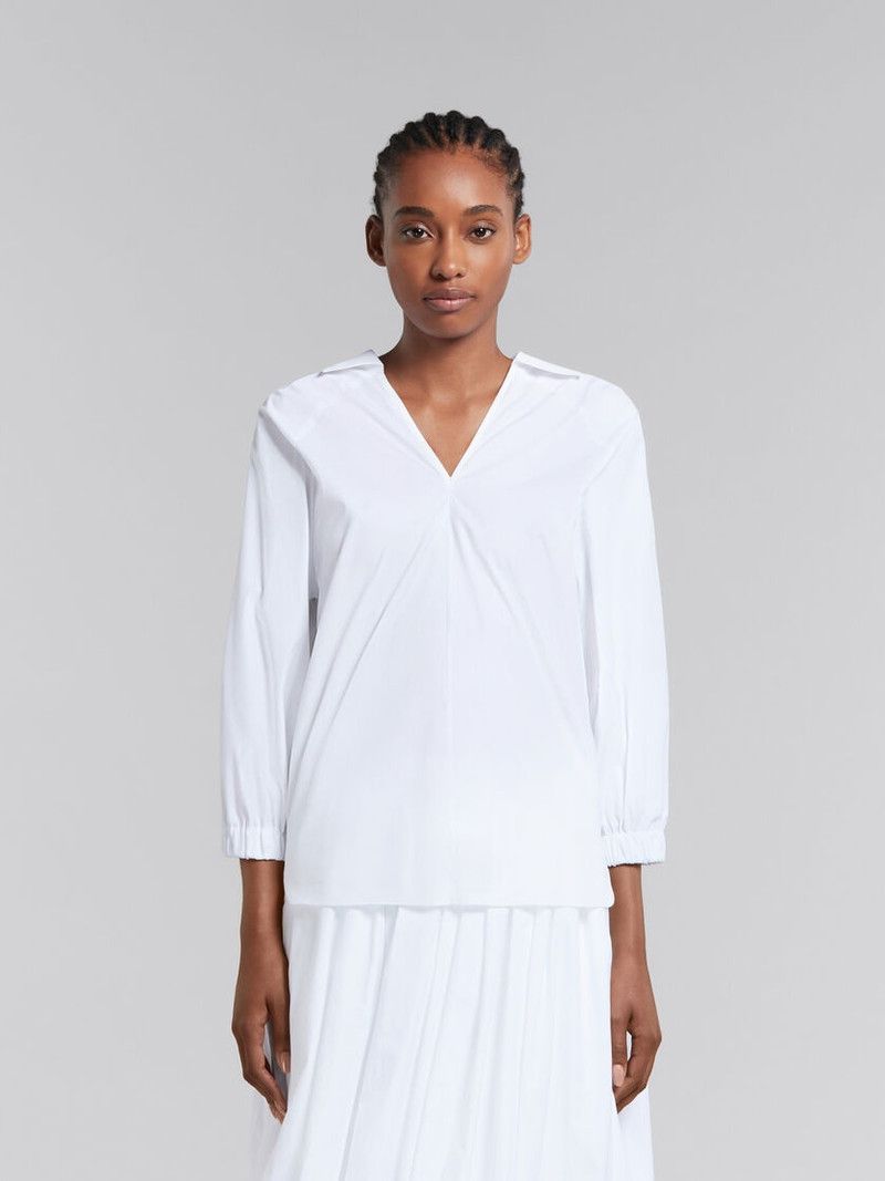 Marni o1w1db10426 Organic Poplin Top With Shirt in White Size S / US 4 / IT 40 - 2 Thumbnail