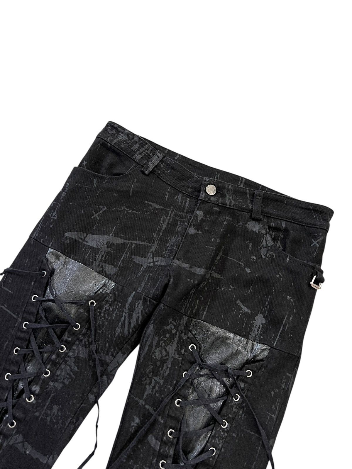 Seditionaries H. Naoto Cross Print Lace Up Skinny Jeans Seditionaries Size US 31 - 3 Thumbnail