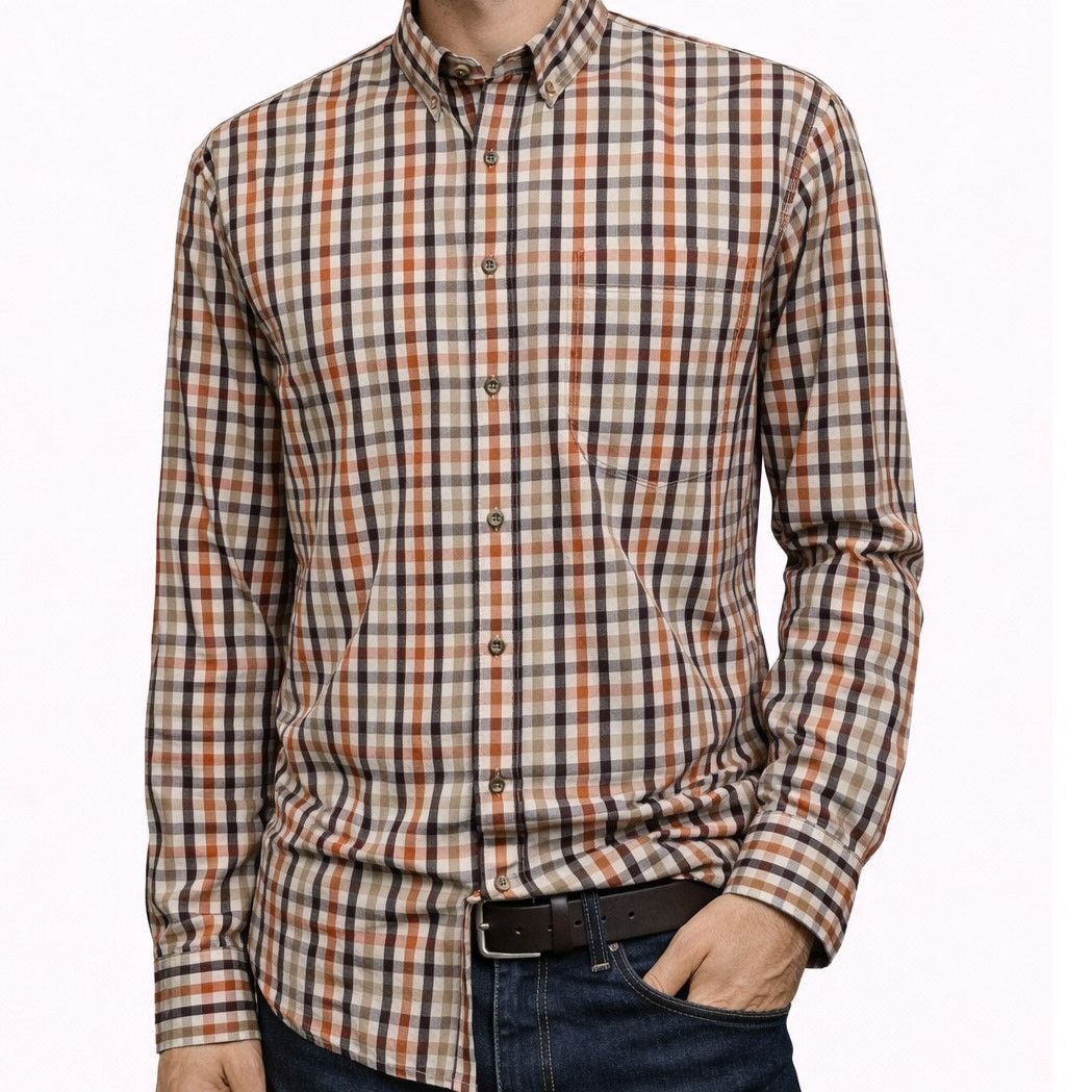 Johnston & Murphy Johnston & Murphy Shirt 2XL Brown Checked Button down L/S Size US XXL / EU 58 / 5 - 1 Thumbnail