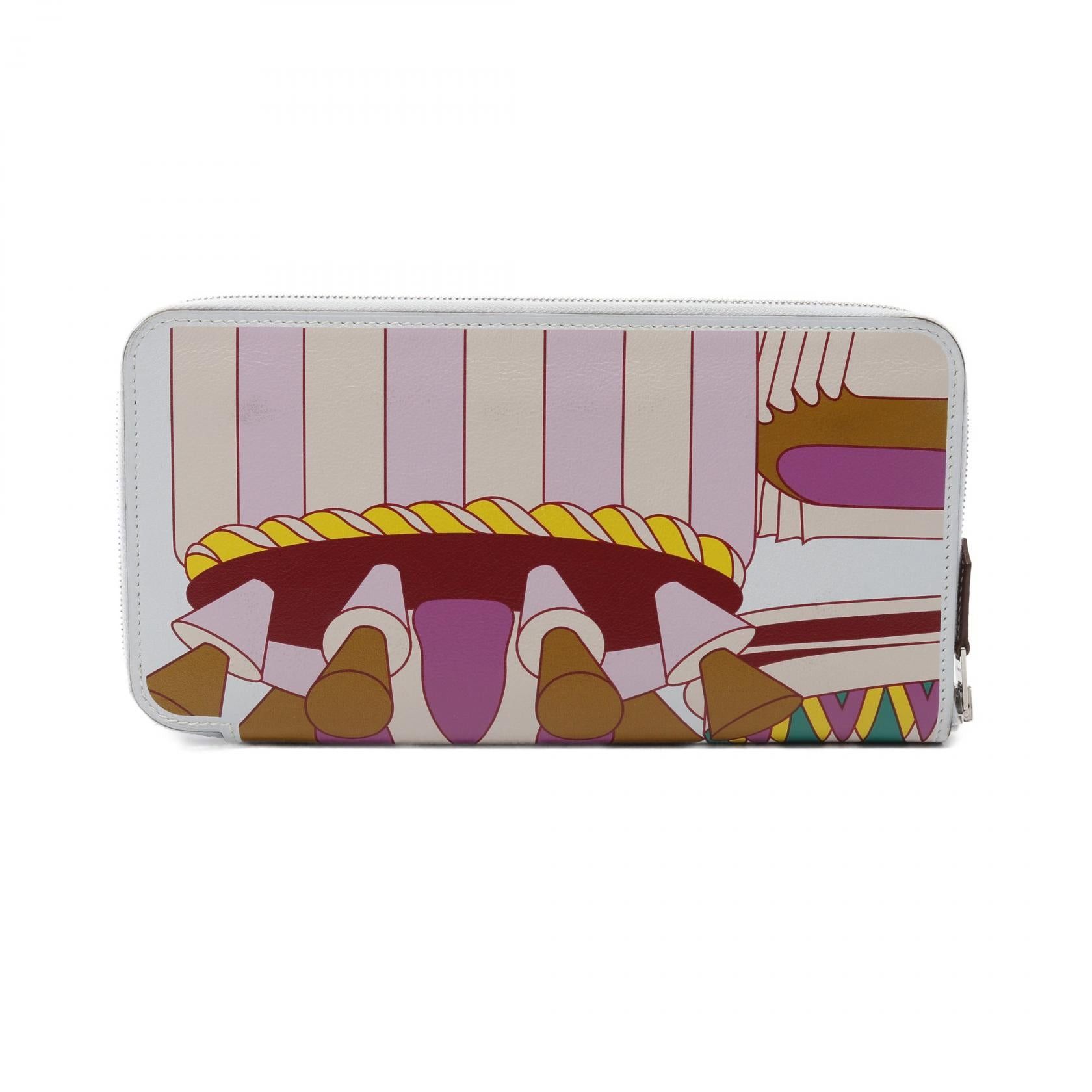 Hermes Hermes Azap Long Silk In A Patisserie Francaise Blue Blum Multi Round Zipper Wallet Veau Swift Light Multicolor Silver Hardware Z Stamp Size ONE SIZE - 1 Thumbnail