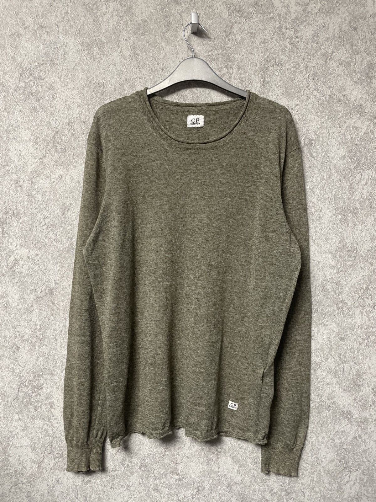 C.P. Company C.P. Company Linen Blend Long Sleeve Sweater Olive Green Size US L / EU 52-54 / 3 - 1 Thumbnail