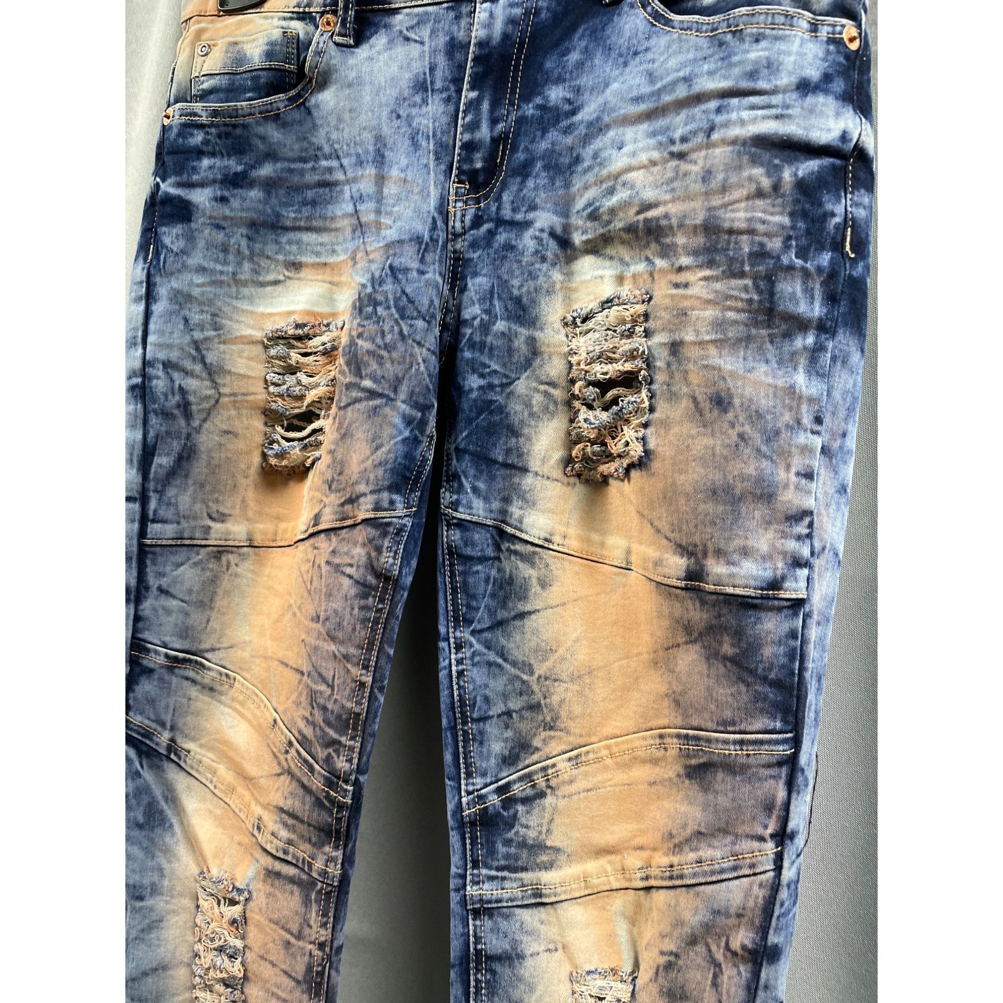 Other Mystiq Women's Blue/Orange Stretch Skinny Ripped Jeans Size Size 27" / US 4 / IT 40 - 2 Thumbnail
