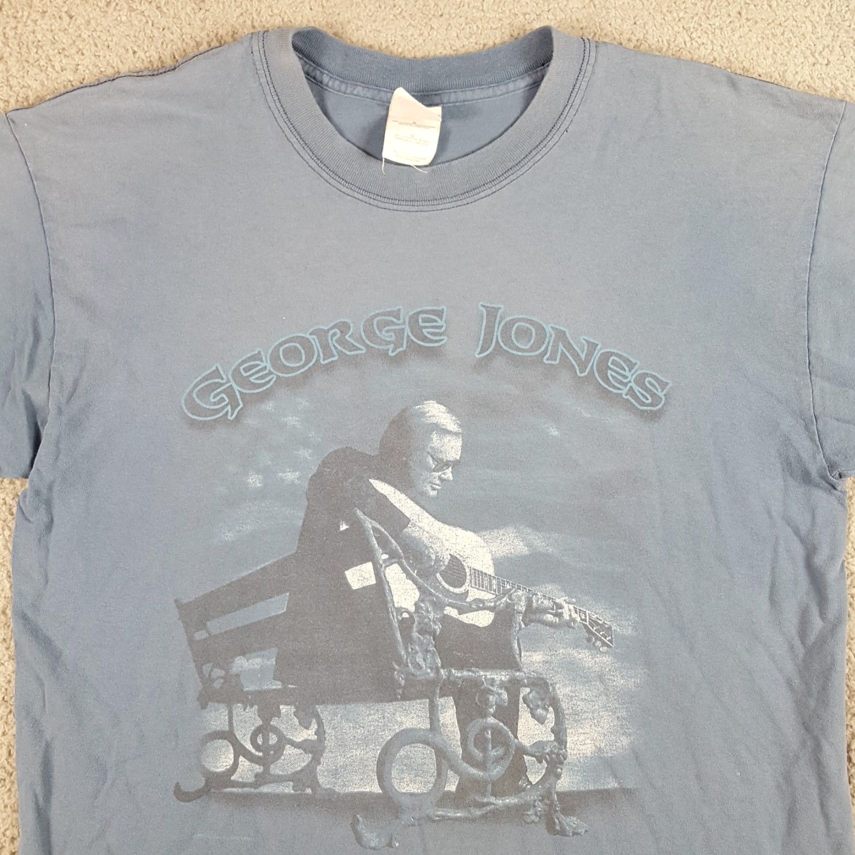 Gildan VINTAGE George Jones Honky-Tonk Country T-Shirt Men's Size L Blue 90s Music Tour Western Size US L / EU 52-54 / 3 - 2 Thumbnail