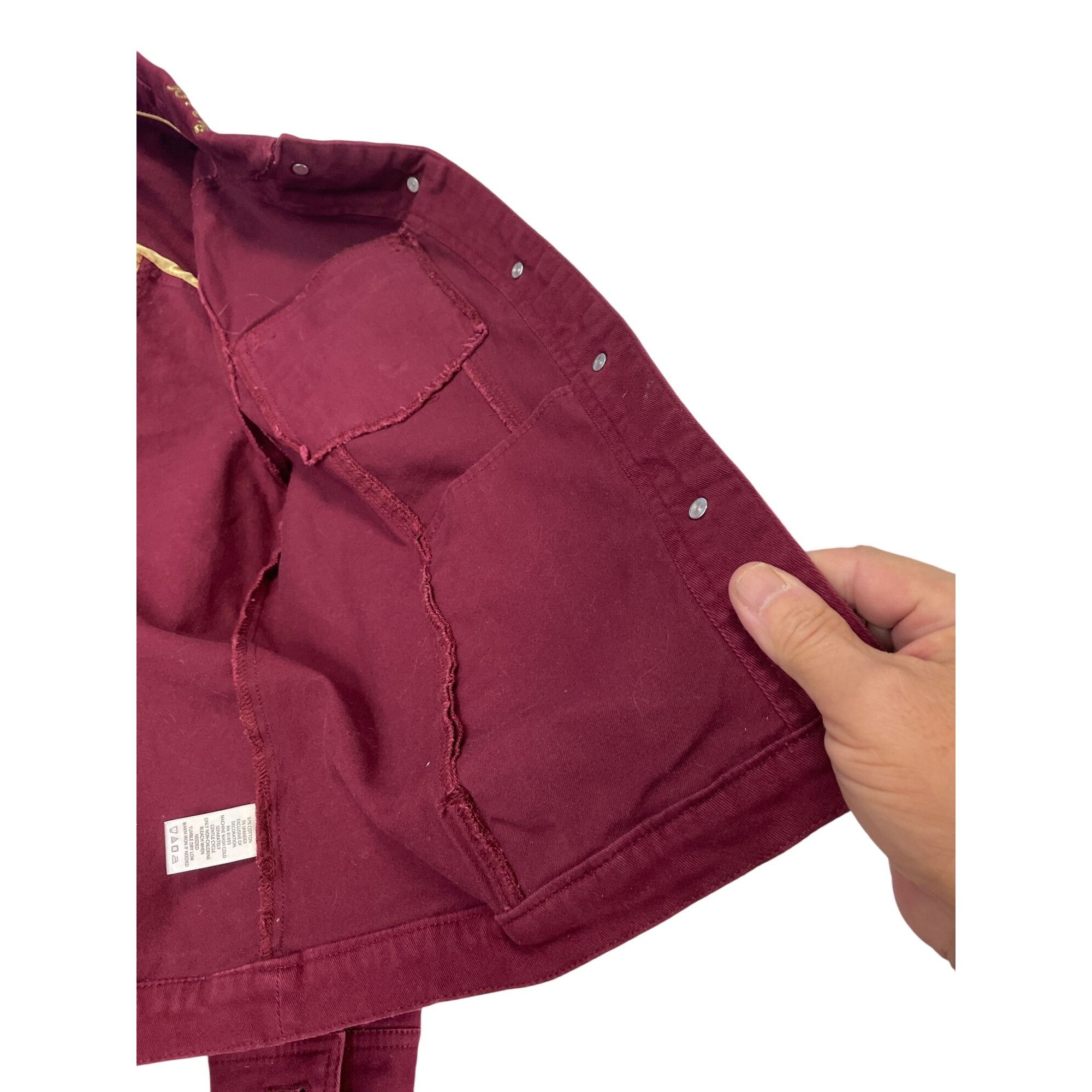 Denim & Co. Denim Co. Womens Red Embroidered Gold Buttons Denim Jacket S Size S / US 4 / IT 40 - 15 Thumbnail