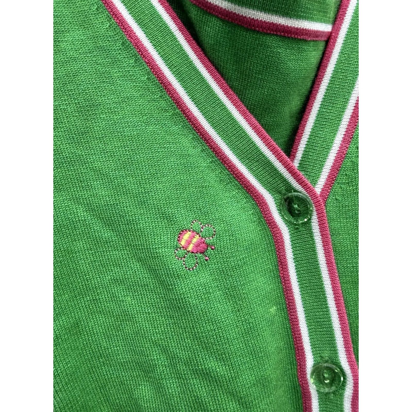 Quacker Factory VINTAGE Quacker Factory Ladies Sweater Cardigan And Tank Set Knit 1X Green Pink Bees Silk Blend Lightweight Long Sleeve Cardigan Womens Plus N/A Size XL / US 12-14 / IT 48-50 - 4 Thumbnail