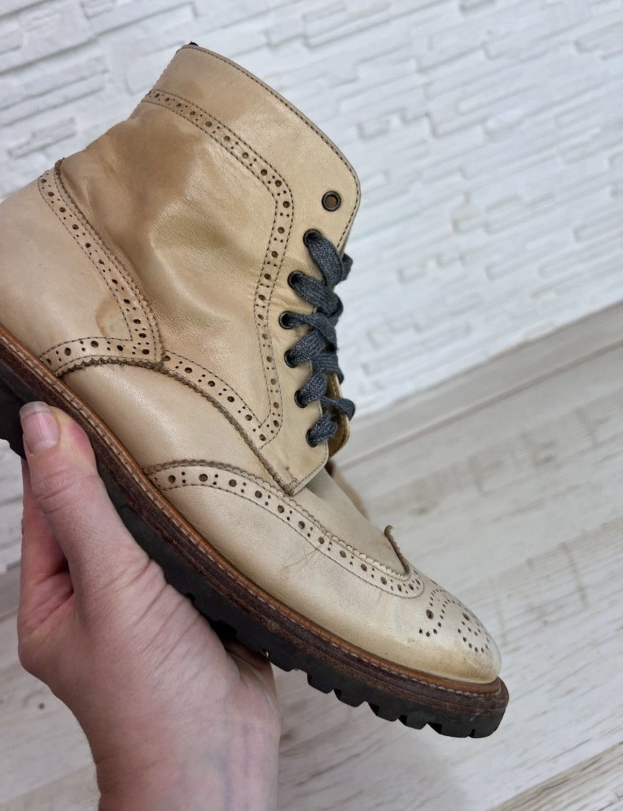 Brunello Cucinelli Brunello Cucinelli Leather Derby Boots Beige 26.5 cm Size US 10 / IT 40 - 6 Thumbnail