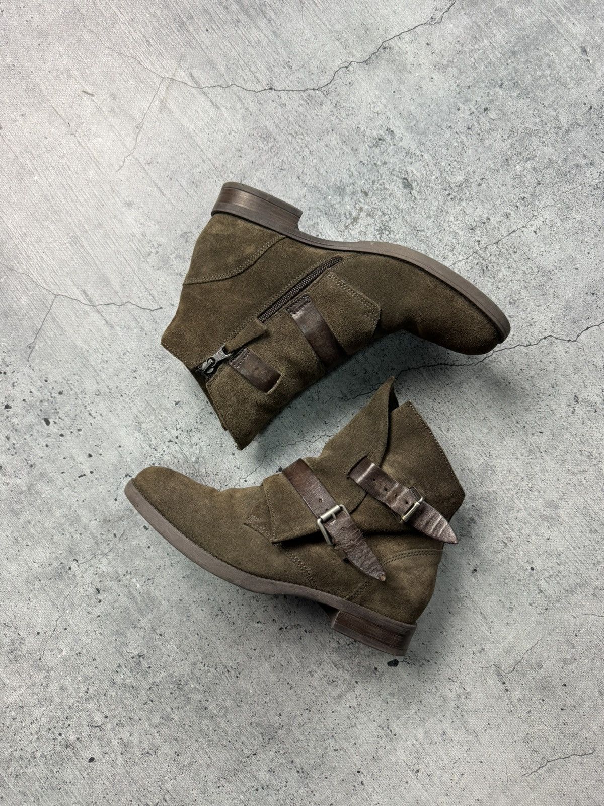 Japanese Brand Leather Suede Y2K Boots With Leather Straps Avant Garde Size US 7 / EU 40 - 2 Thumbnail