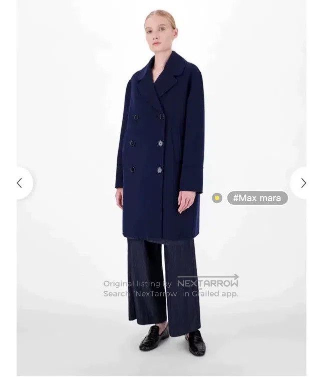 Max Mara Max Mara Navy Blue Sheep Wool Coat Size 4XL / US 24-26 - 9 Thumbnail