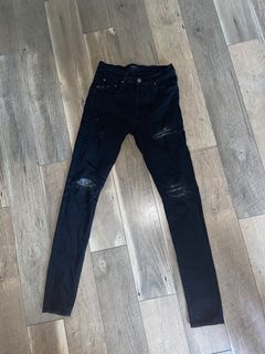 AMIRI Embroidered Paint Drip Core Logo Distressed Skinny Jeans Black/Multi