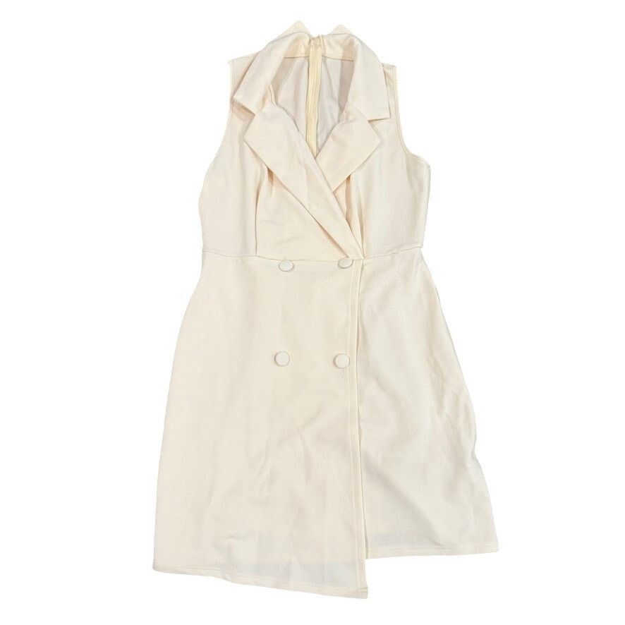 Shein Woman's Sleeveless Blazer Mini Dress in Cream, Size XL Size XL / US 12-14 / IT 48-50 - 1 Thumbnail