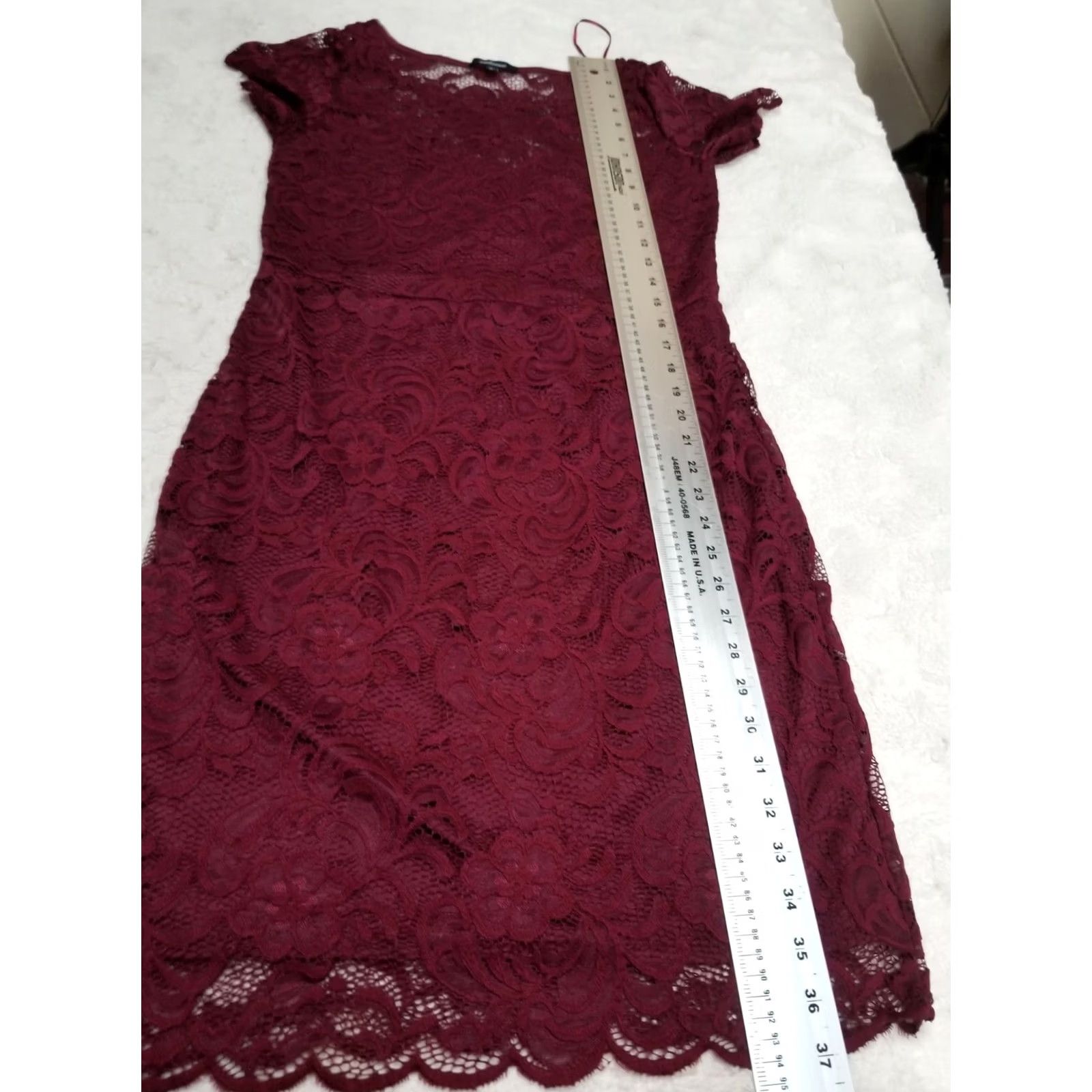 Vintage Ambiance Womens Round Neck Short Sleeve Lace Sheath Dress Maroon XL N/A Size 40" / US 18 - 6 Thumbnail