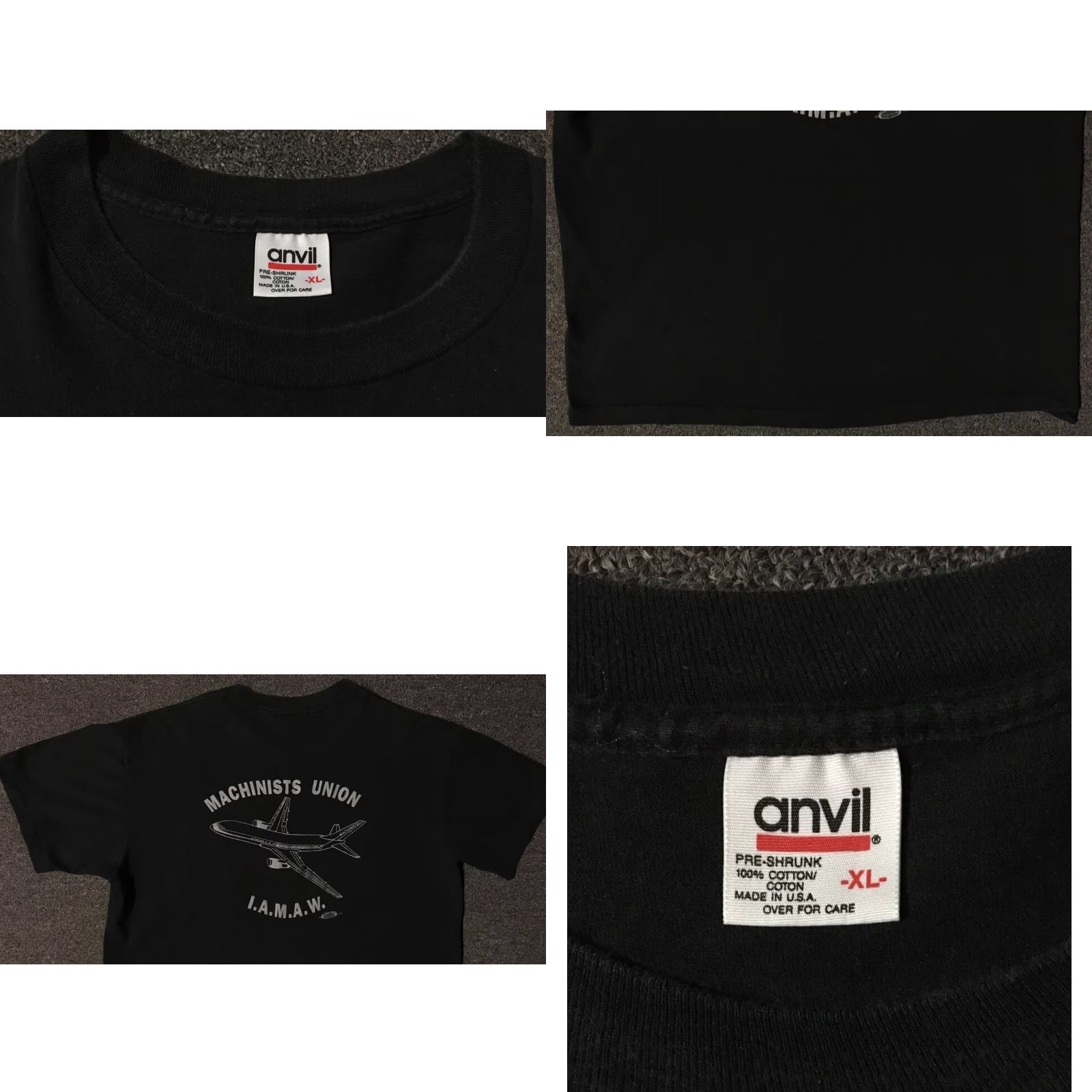 Vintage VINTAGE 90s Machinists Union Faded Distress Shirt XL Black Mens T-Shirt High-Quality Single Stitch Trucker Workwear Grunge Biker IAMAW 80s Size US XL / EU 56 / 4 - 9 Thumbnail