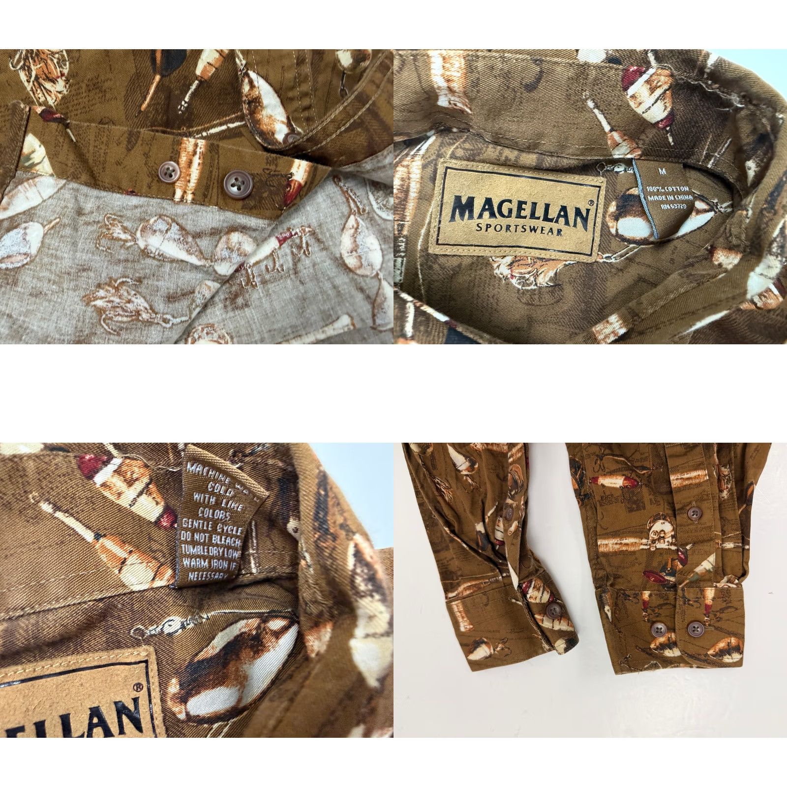 Vintage VINTAGE Magellan Fishing Shirt Men Medium Cotton Button-Down Twill Graphic Print Casual Outdoors Size US M / EU 48-50 / 2 - 9 Thumbnail