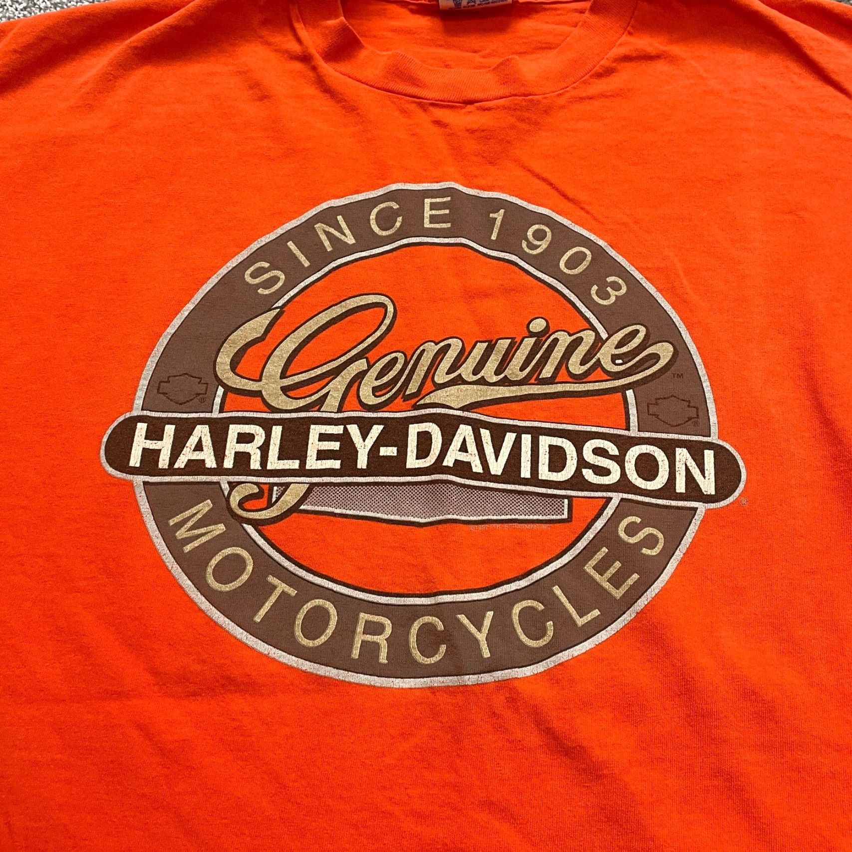 Harley Davidson Harley-Davidson Shirt Adult XL 46-48 Orange Crew Neck Tee Men Biker Hanes Beefy-T Size US XL / EU 56 / 4 - 2 Thumbnail