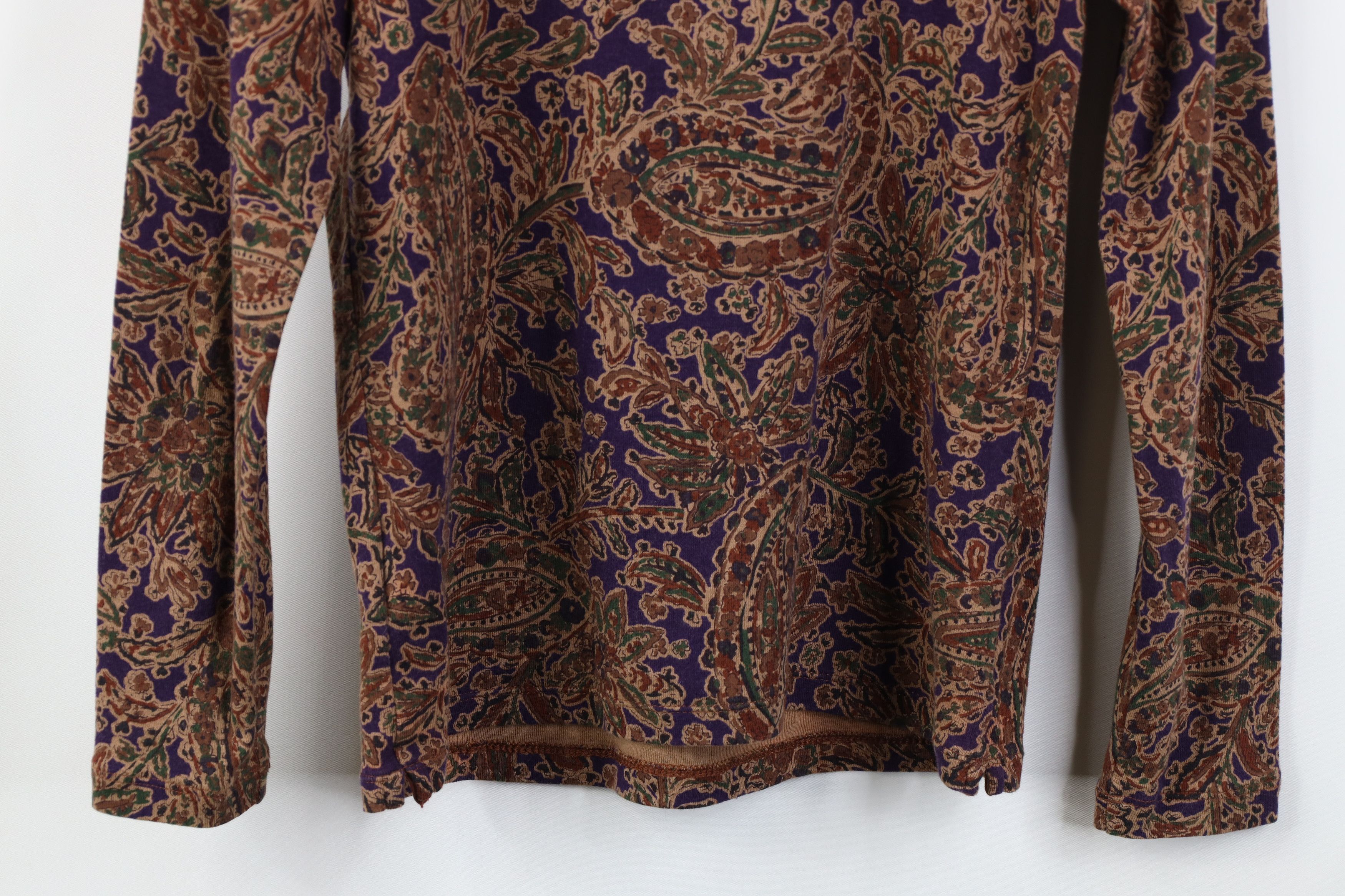 Ralph Lauren Vintage 90s Ralph Lauren Flower Ribbed Long Sleeve T-Shirt Size S / US 4 / IT 40 - 9 Thumbnail