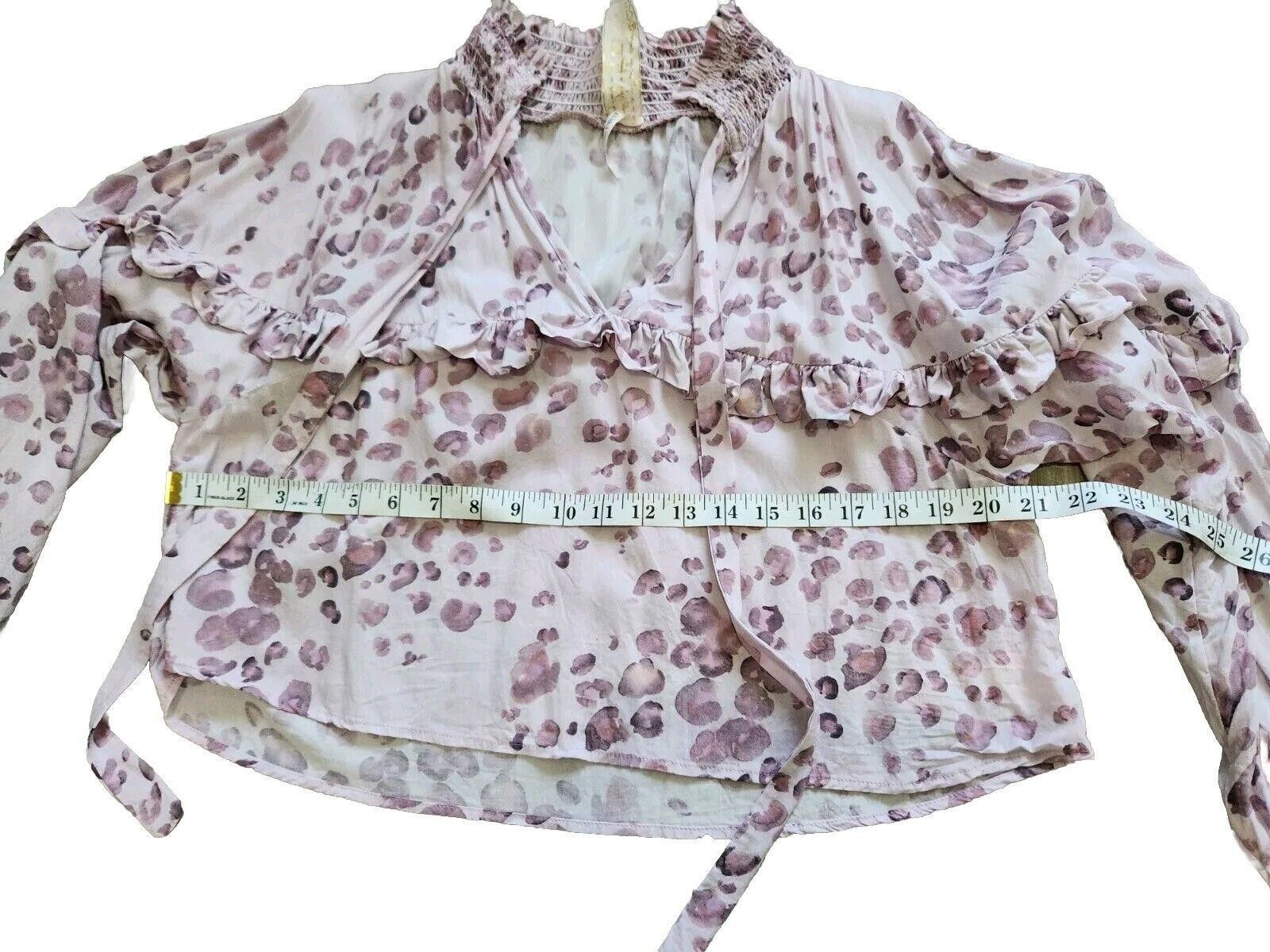 Designer Jens Pirate Booty Top Medium Purple Animal Print V Neck Size M / US 6-8 / IT 42-44 - 6 Thumbnail