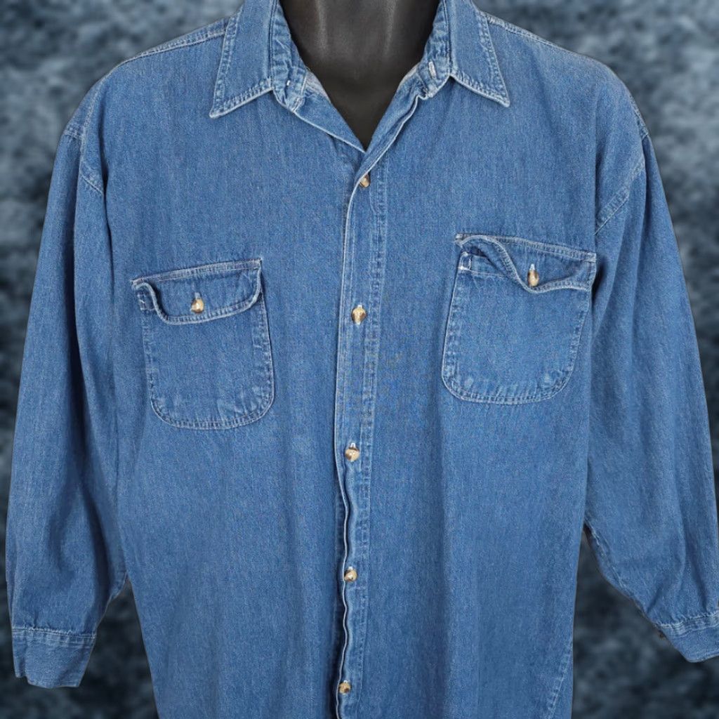 Denime Denim Shirt Mens Size Medium Blue Long Sleeve Button-Down Clothing Casual Regular Mens Size US M / EU 48-50 / 2 - 1 Thumbnail