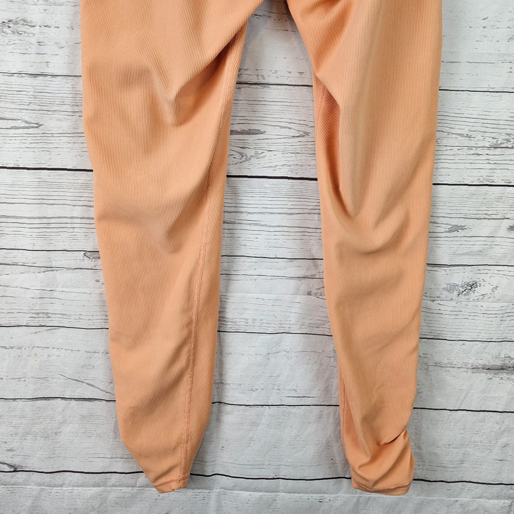 Vintage Wilo The Label Leggings Womens Orange Ribbed High Rise Ruched Hem Size M Regular Inseam 24" Ankle Activewear Size 32" / US 10 / IT 46 - 5 Thumbnail