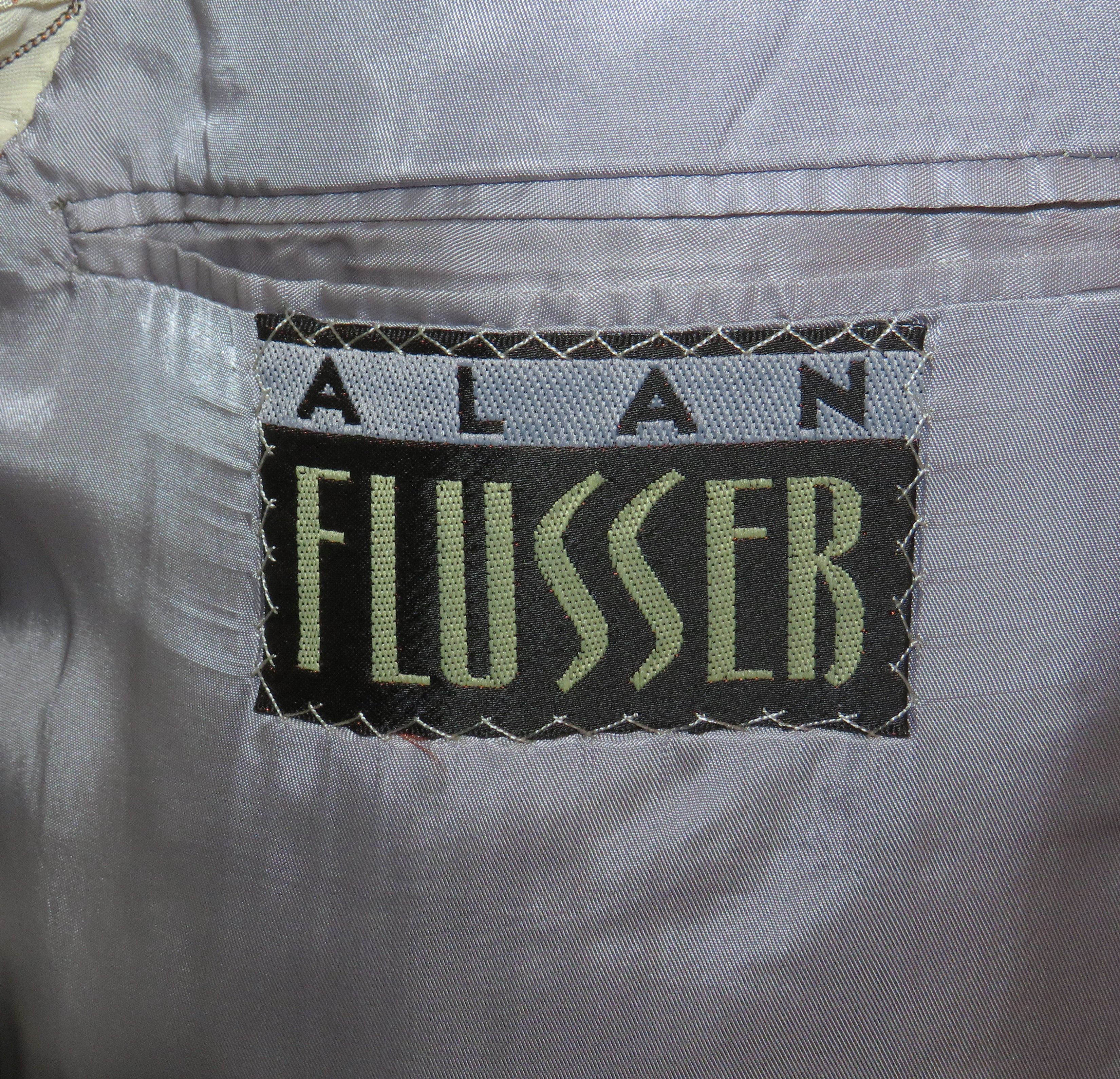Alan Flusser Pale Gray Solid Flannel Two Button Suit 40L Size 40L - 18 Thumbnail