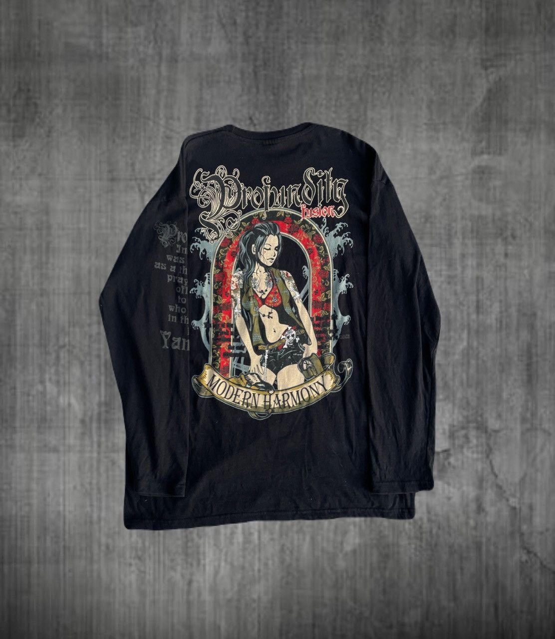 2000s Japanese archive Poem Yakuza Girl Long Sleeve Tee