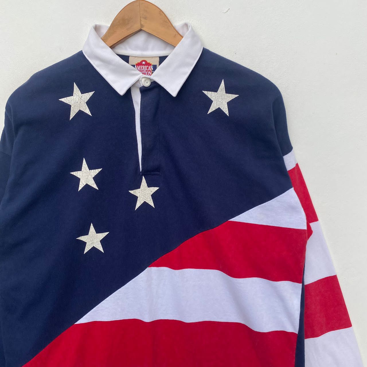 Vintage VINTAGE POLO SHIRT AMERICAN FLAG LARGE PULLOVER Size US L / EU 52-54 / 3 - 3 Thumbnail