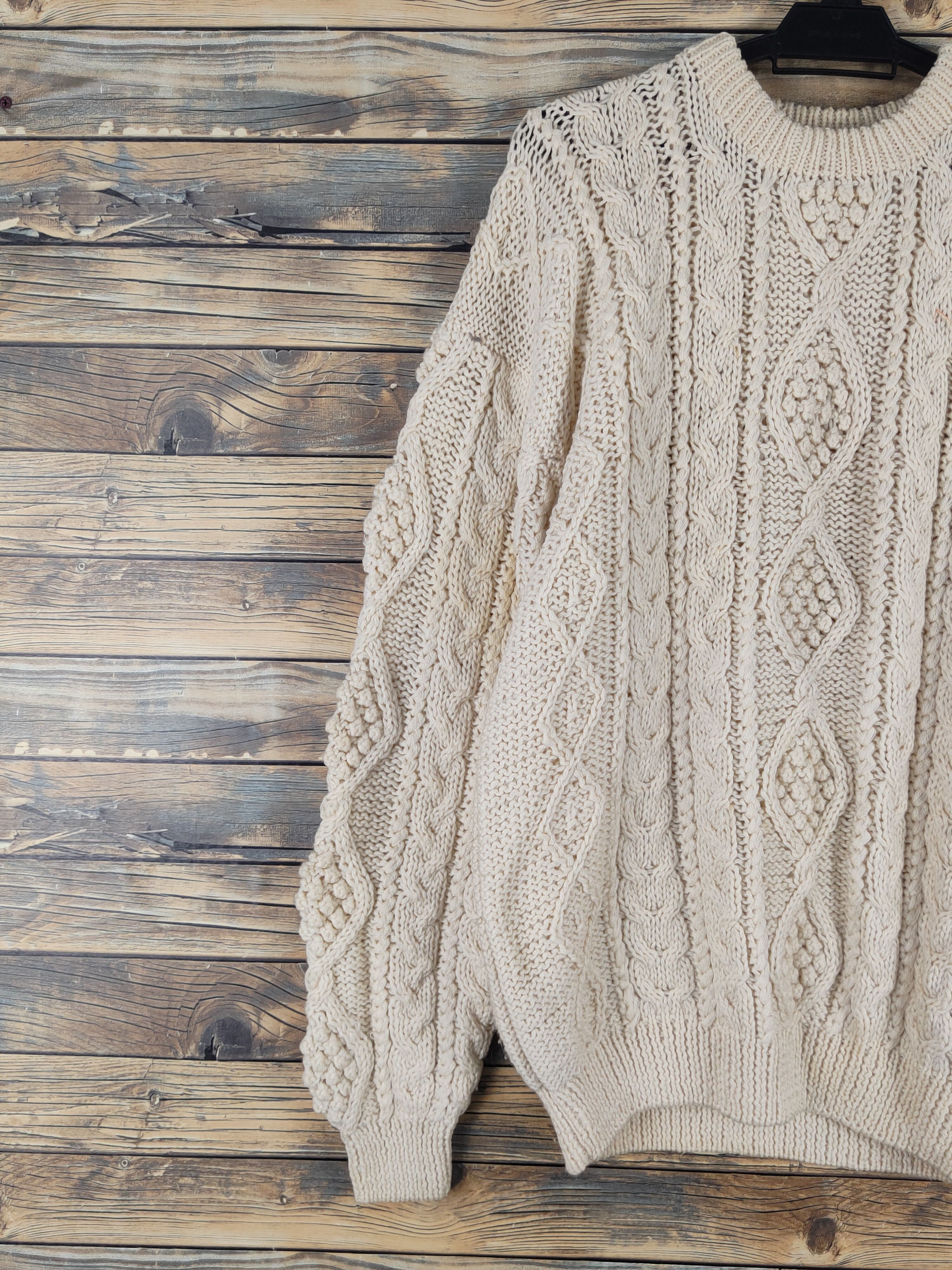 Vintage Gem Bony wool cable Knitwear Sweaters sweatshirt #W1558 Size US L / EU 52-54 / 3 - 3 Thumbnail