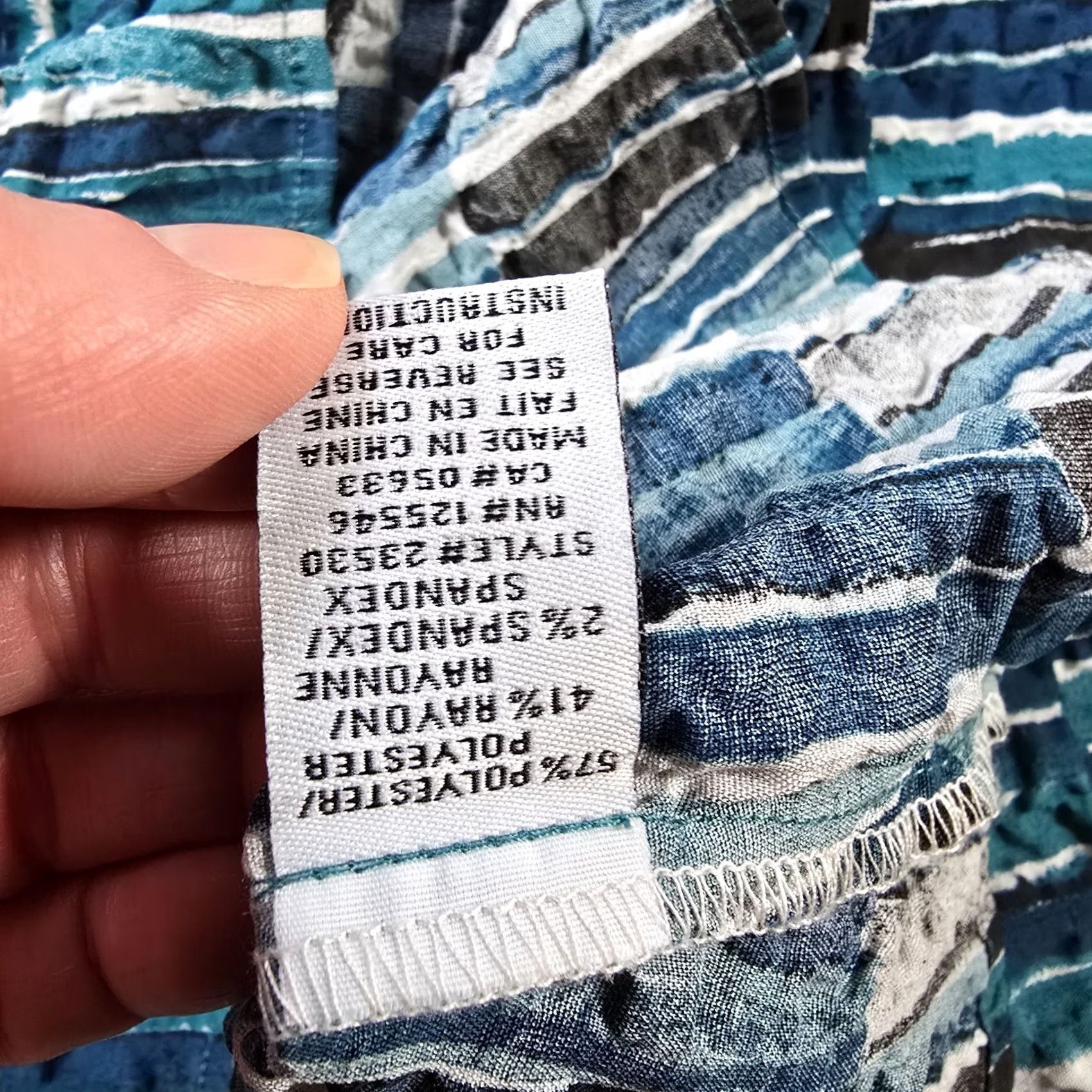 Habitat Habitat Top Womens Small Blue Abstract Patchwork Long Sleeve Button Career Shirt Size S / US 4 / IT 40 - 7 Thumbnail