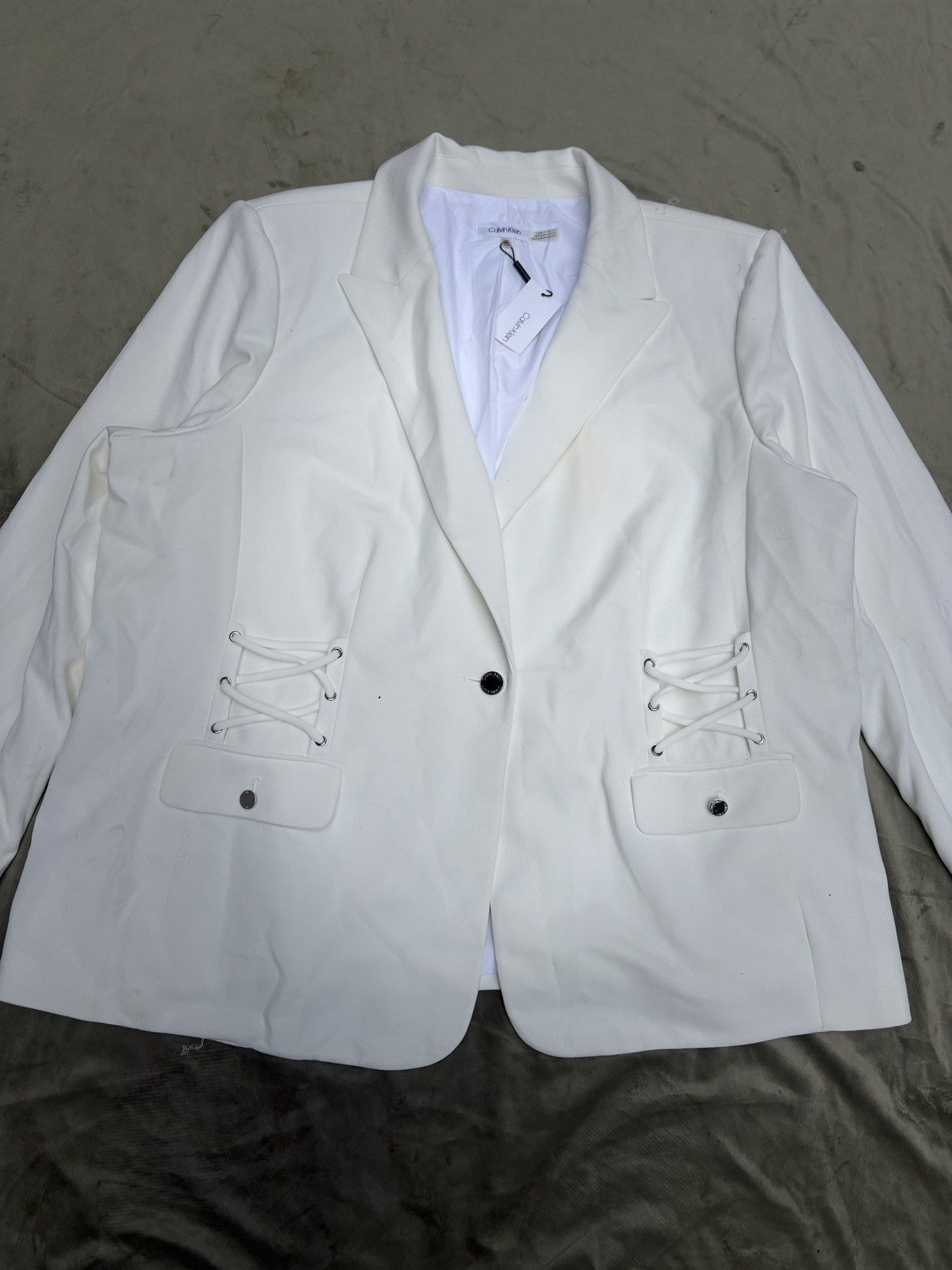 Calvin Klein Calvin Klein White Lace-Up Blazer — NWT Size 4XL / US 24-26 - 7 Thumbnail