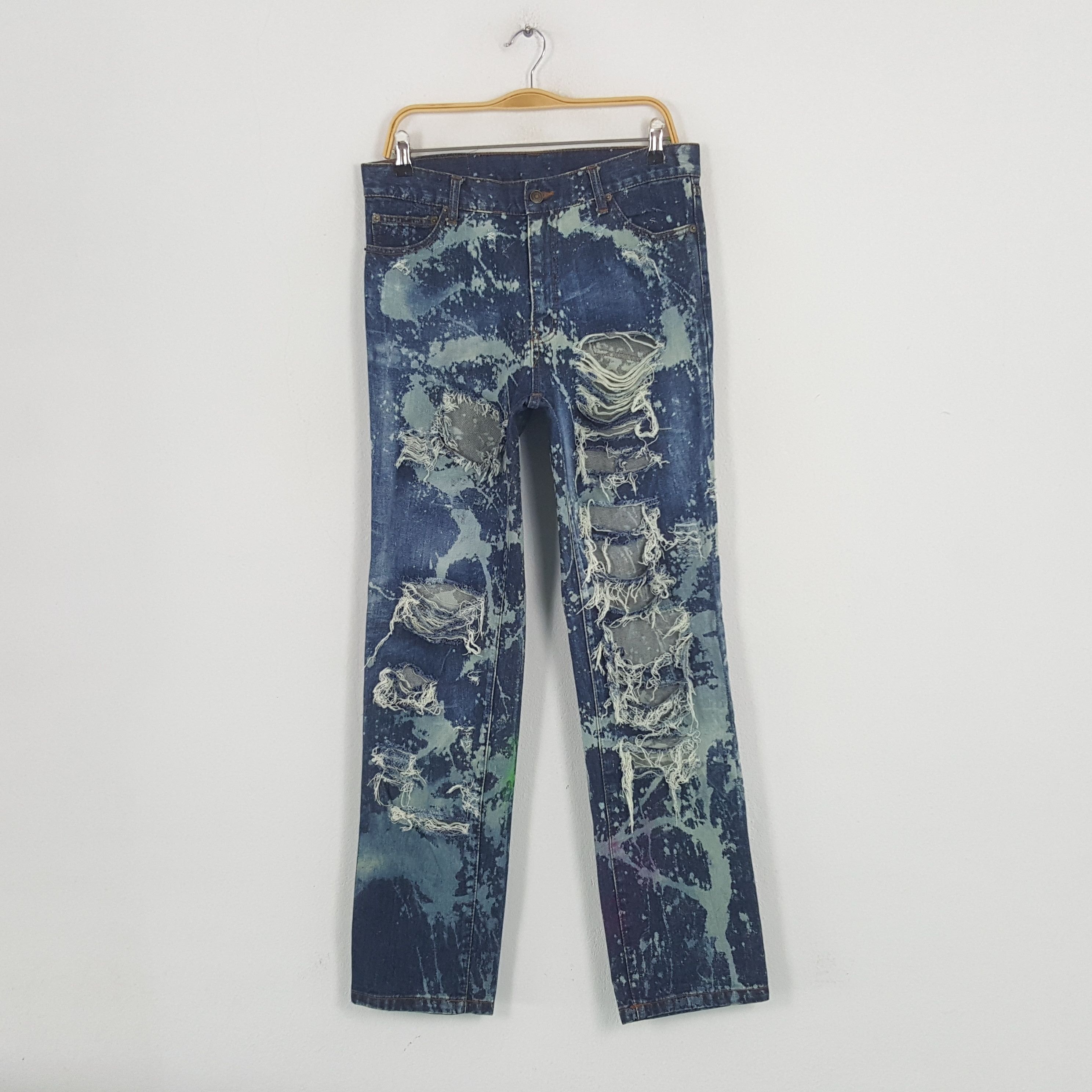 Japanese Brand × Vintage Vintage Denim Exchange Japanese Distressed Paint Art Jeans Size US 32 / EU 48 - 1 Thumbnail