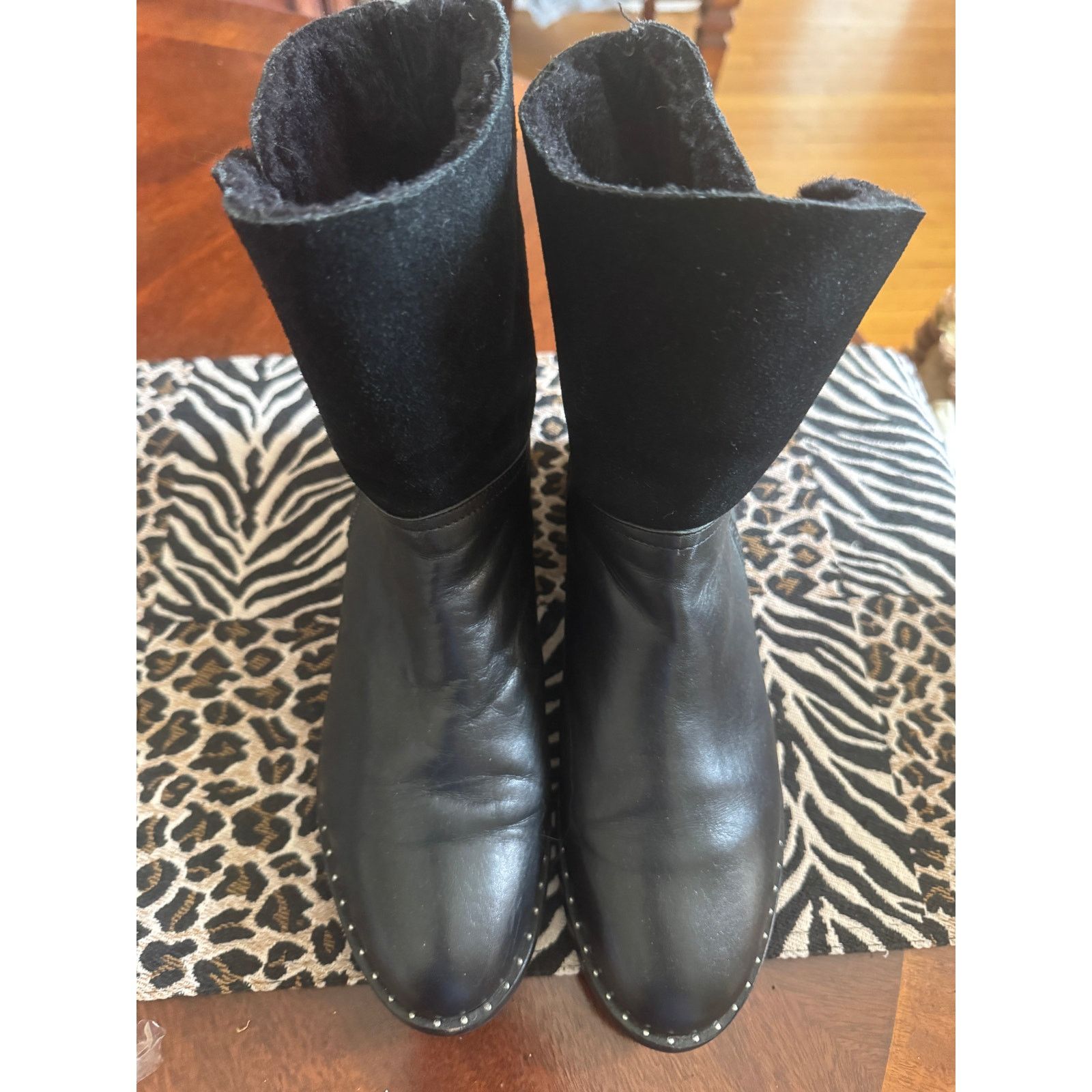 Designer Ladies Size 9 Italy Fabianelli Leather & Shearling Boots Size US 9 / IT 39 - 1 Thumbnail