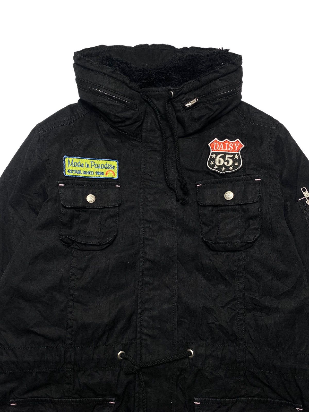 Japanese Brand 2000s Daisy Lovers - Black Cargo Jacket Hidden Hoodie Size M / US 6-8 / IT 42-44 - 5 Thumbnail