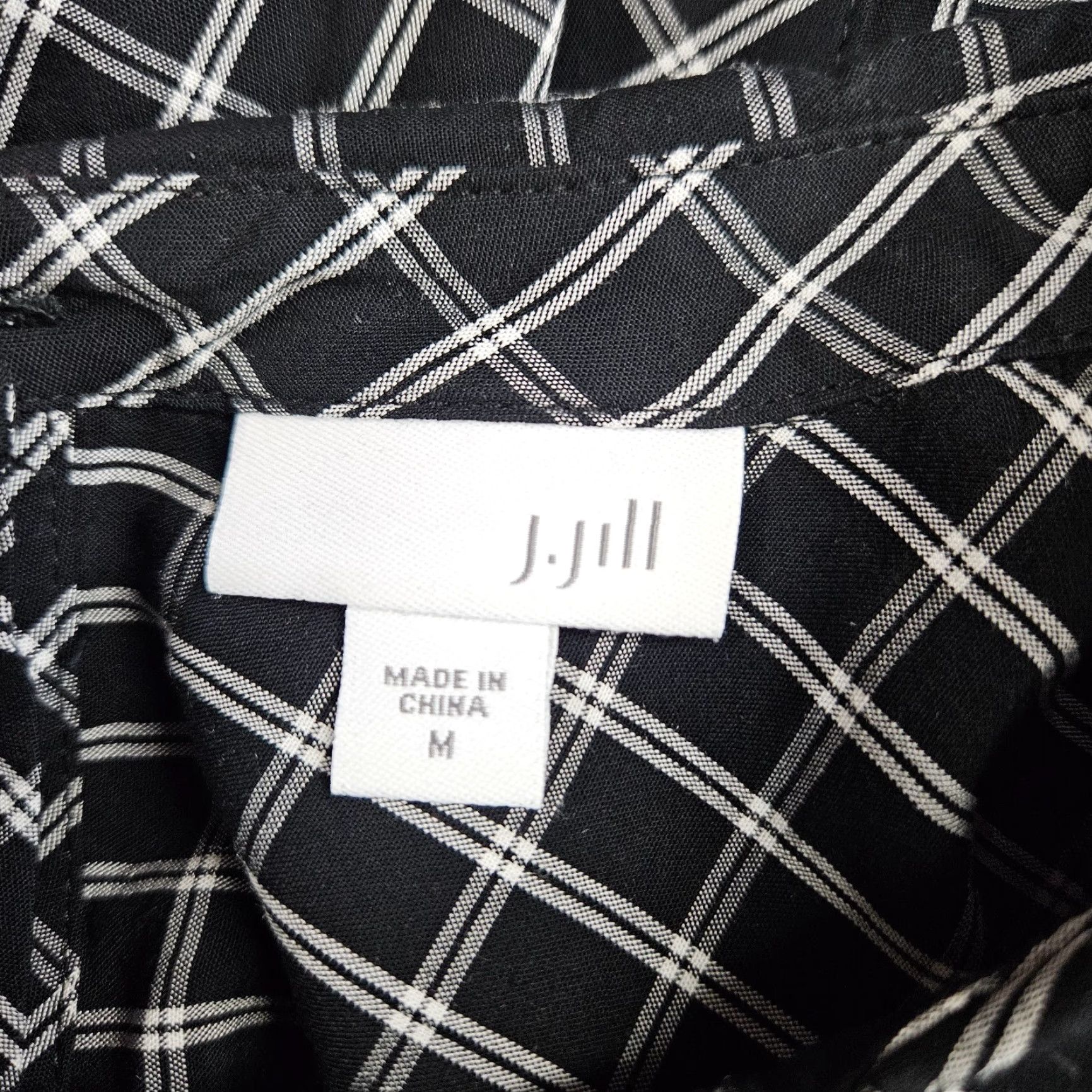 J. Jill VINTAGE J Jill Womens Back Button Top Sz Medium Black White Windowpane Long Sleeve Size M / US 6-8 / IT 42-44 - 6 Thumbnail