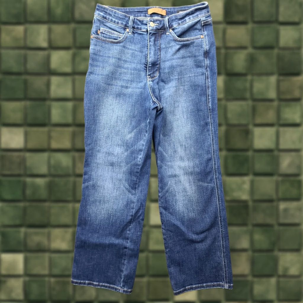 Vintage Judy Blue Womens Size 14W Jeans Dark Wash Blue Straight Fit Stretch Plus Size Denim 5-Pocket Zip Button High Rise Inseam 30in Size 36" / US 14 / IT 50 - 1 Thumbnail