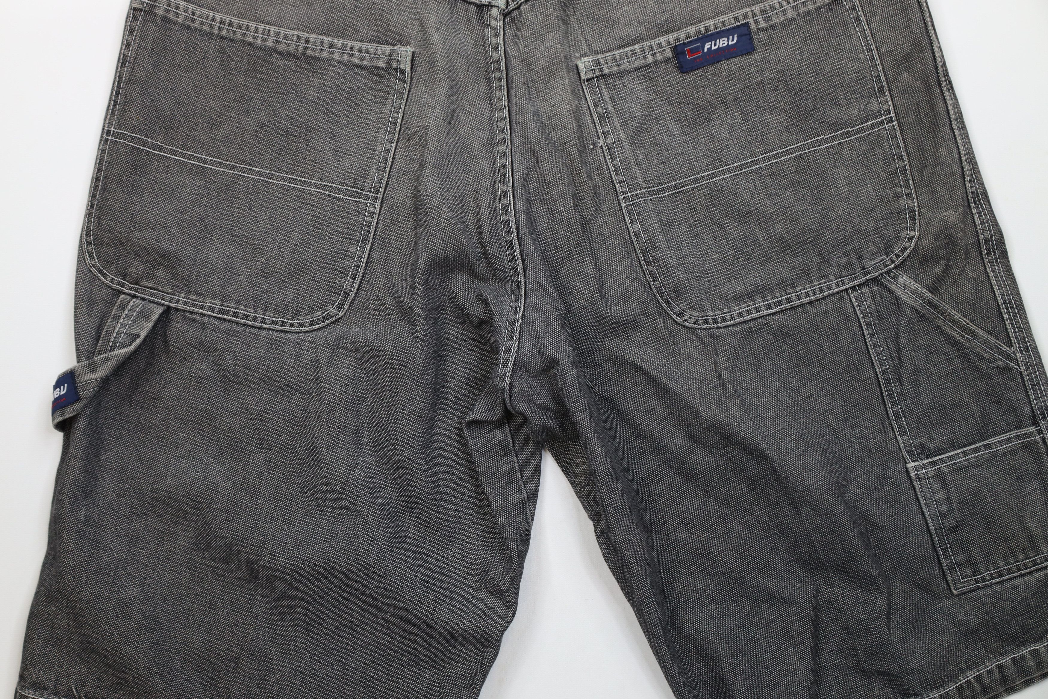 Fubu × Vintage Vintage 90s Fubu Spell Out Baggy Hip Hop Denim Jean Shorts Size US 42 / EU 58 - 12 Thumbnail