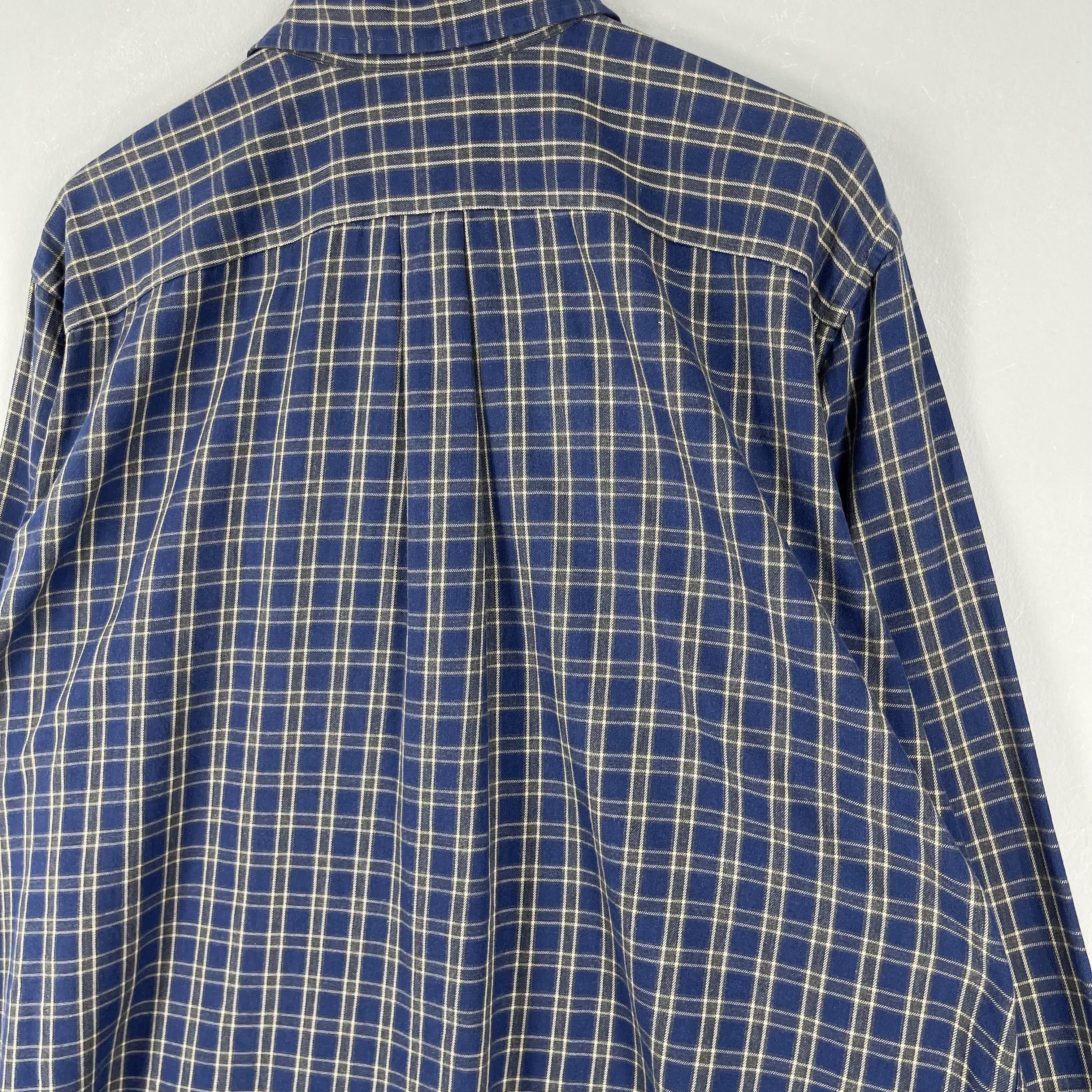 Flannel Vintage LANDS'END Plaid Checkered Blue Flannel Button Up Size US XL / EU 56 / 4 - 9 Thumbnail
