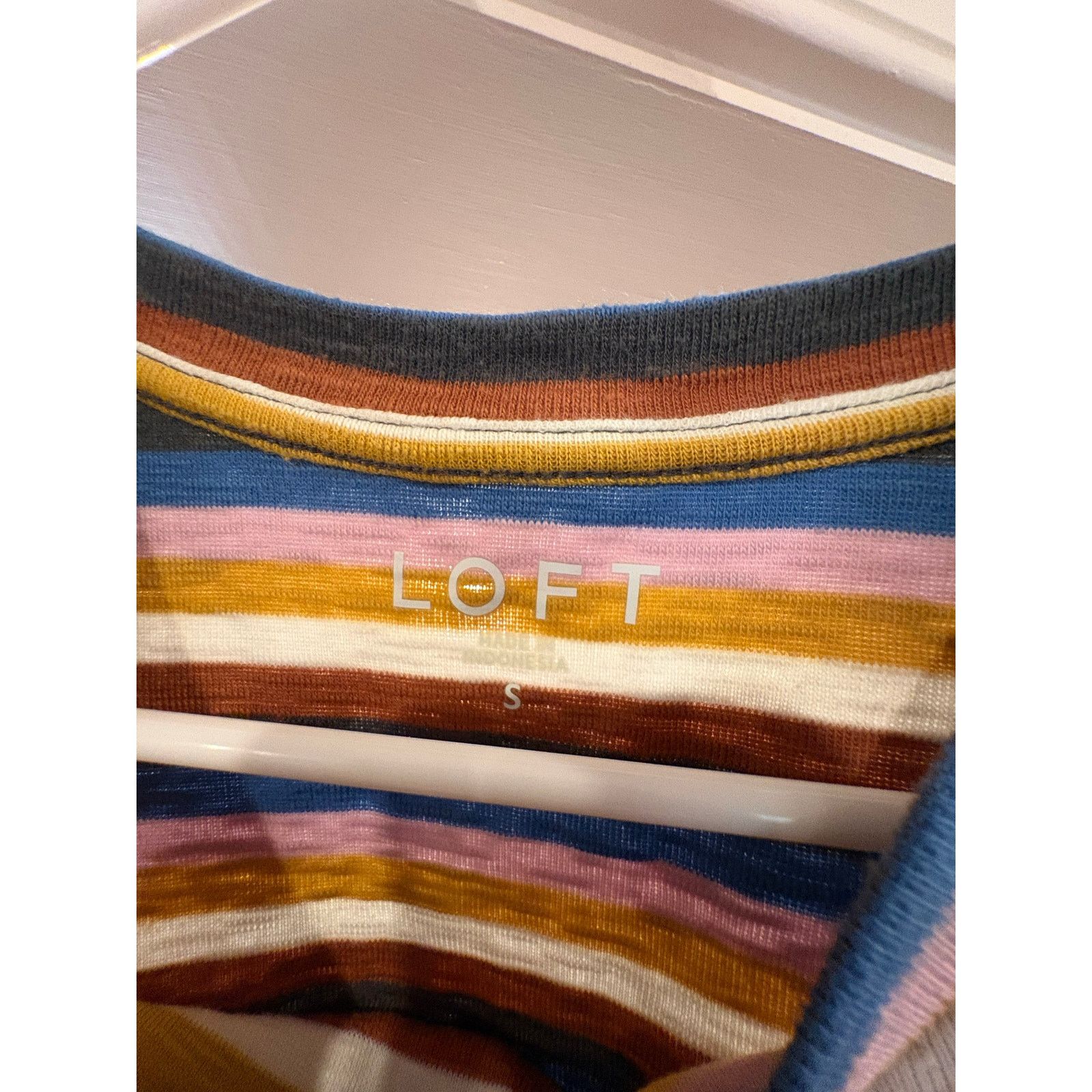 Loft LOFT Women’s Small Multicolor Striped Short Sleeve Swing Size S / US 4 / IT 40 - 3 Thumbnail