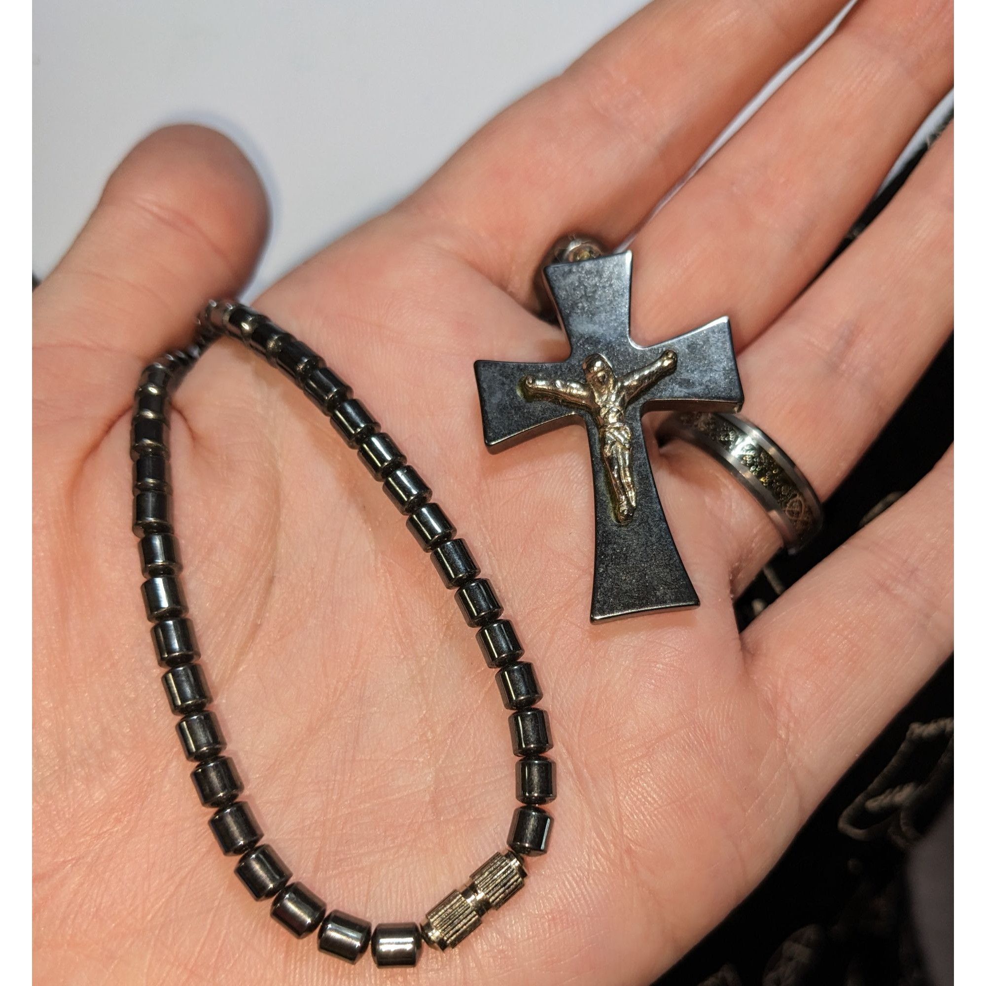 Other Gothic Hematite Cross Necklace With Crucifix Pendant Size ONE SIZE - 3 Thumbnail