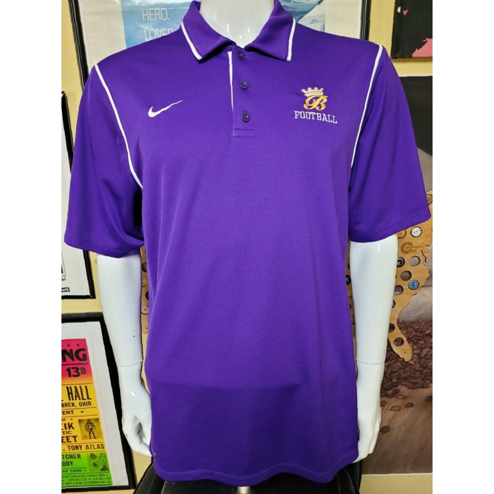 Nike Nike Golf Polo Shirt - Polo - Large - Purple - Blissfield Royals Football - 100% Polyester - Short Sleeve - Men Size US L / EU 52-54 / 3 - 2 Thumbnail