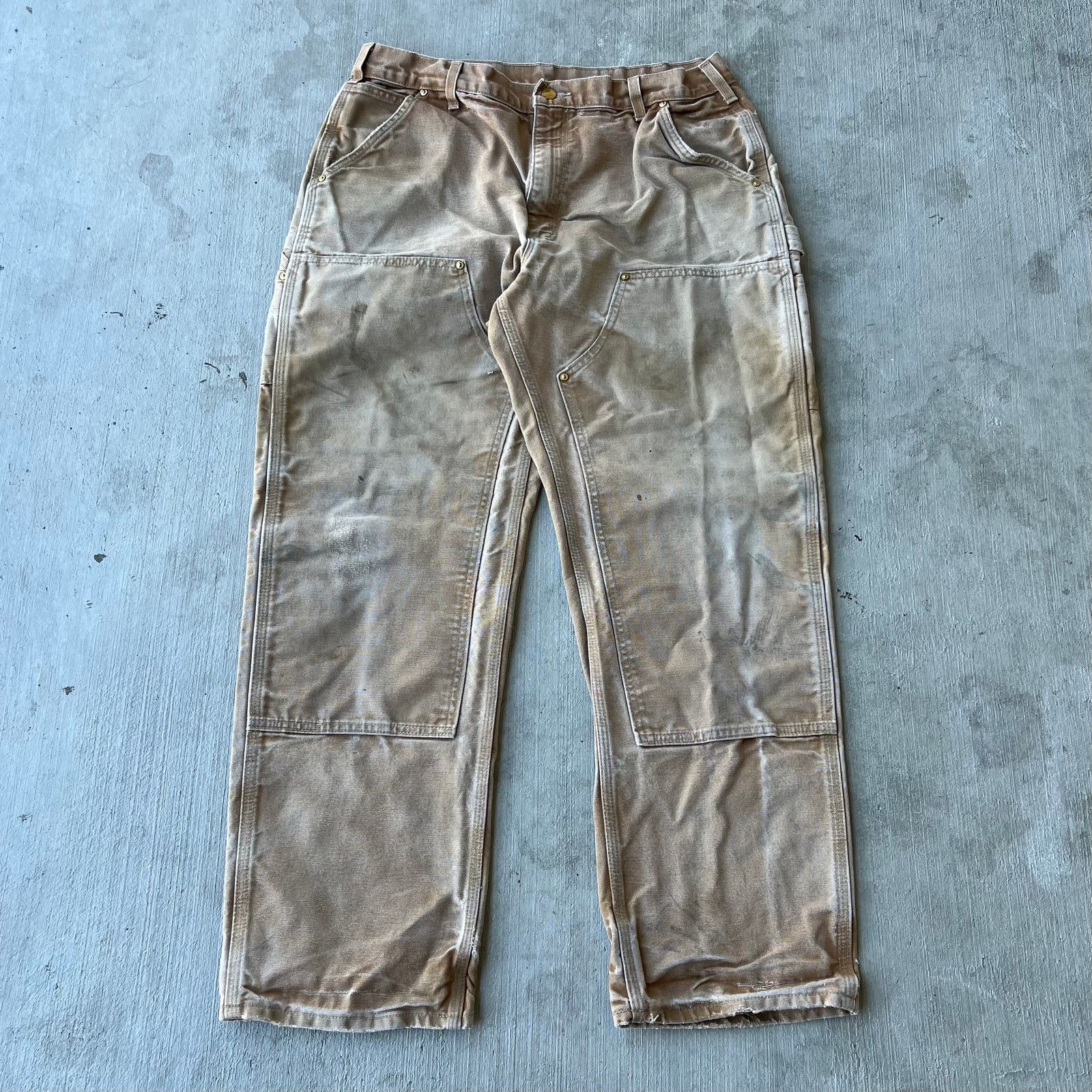 Carhartt × Vintage Carhartt faded brown double knee work wear carpenter pants Size US 33 - 1 Thumbnail